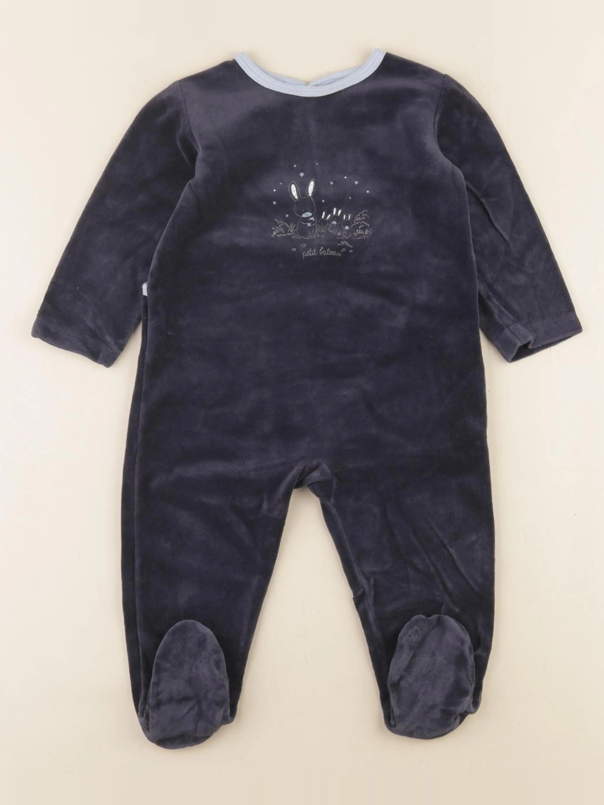Petit Bateau - pyjama velours bleu - 18 mois