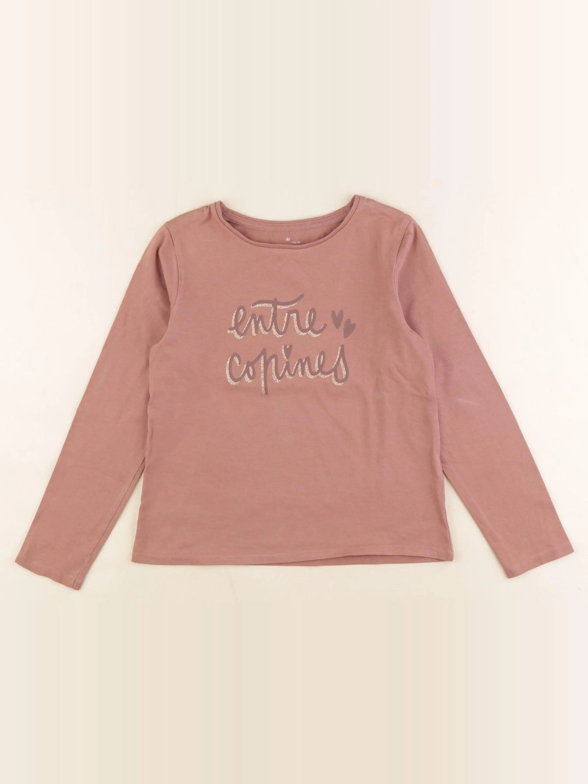 Vertbaudet - tee-shirt rose, or - 8 ans