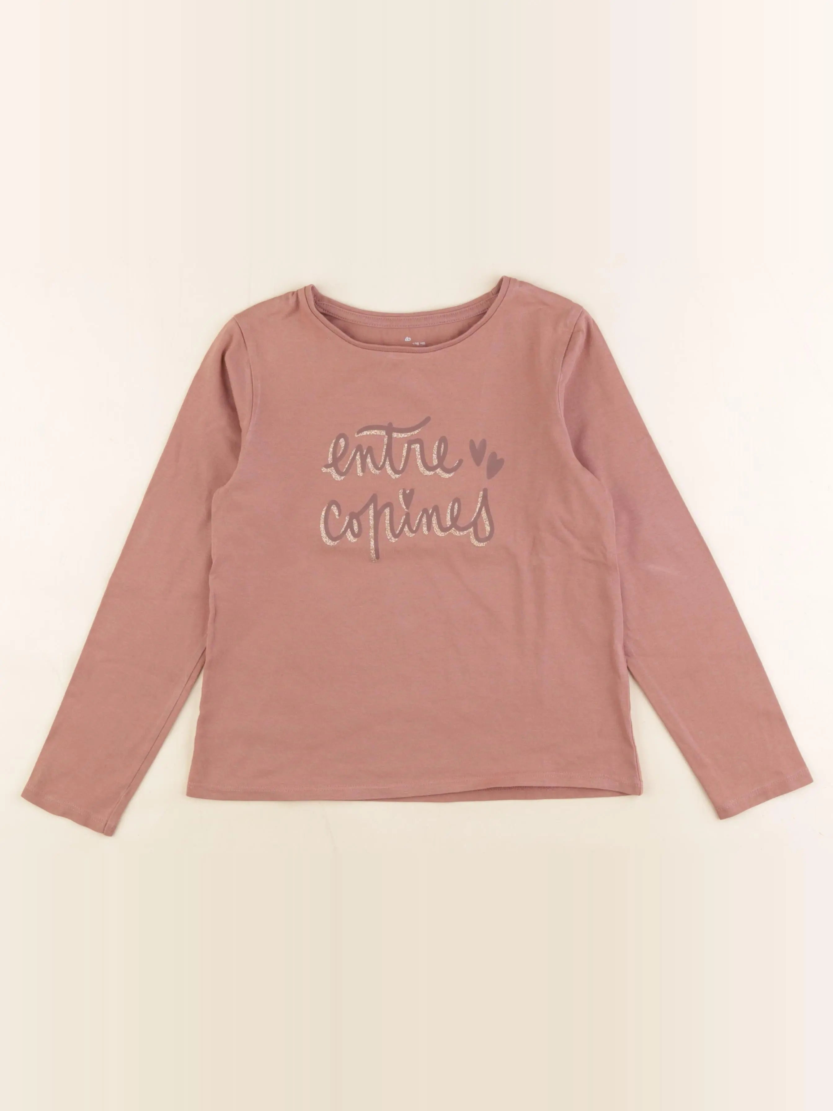 Vertbaudet - tee-shirt rose, or - 8 ans