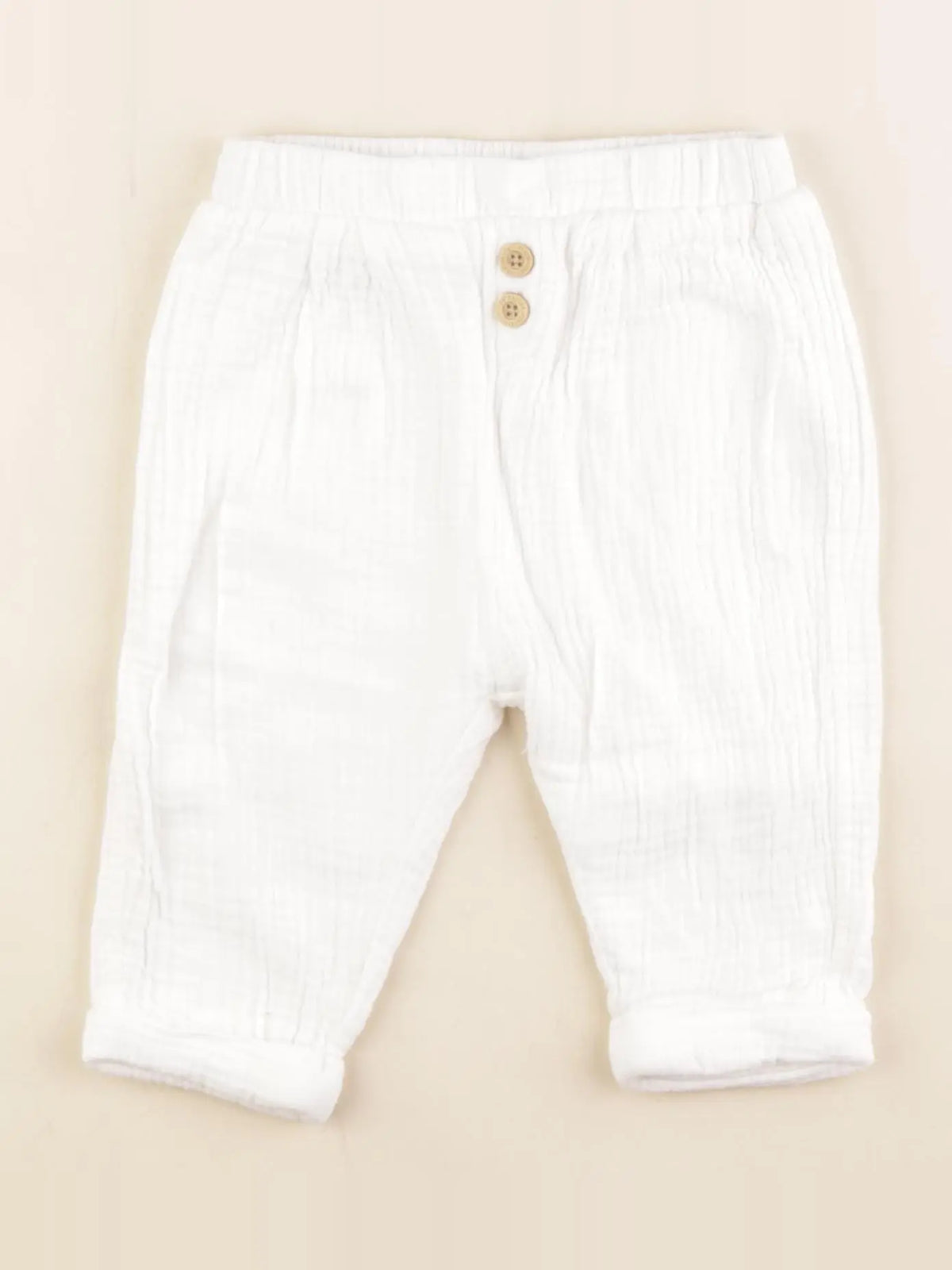 Vertbaudet - pantalon blanc - 12 mois