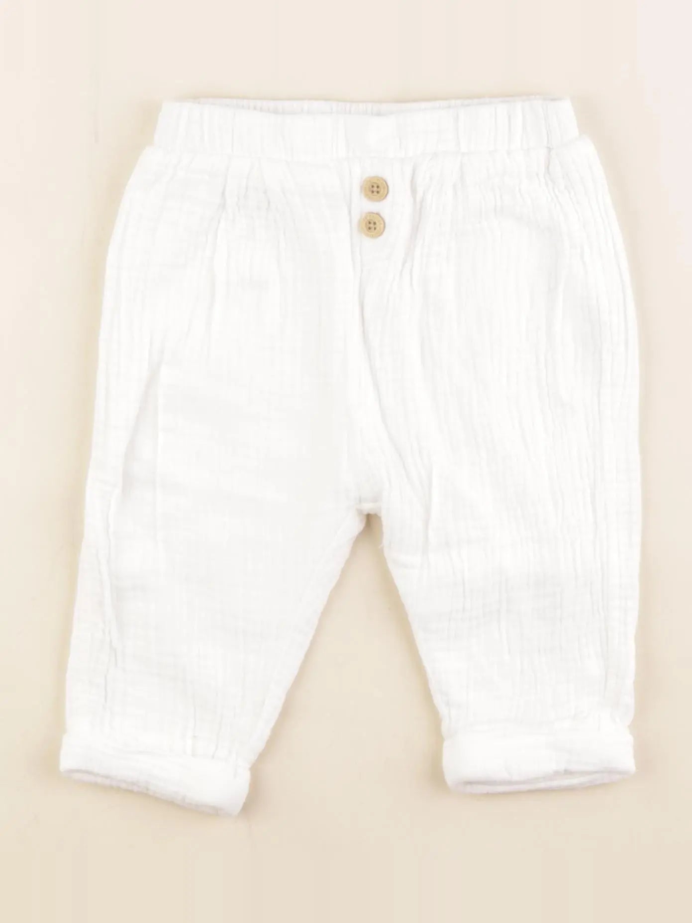 Vertbaudet - pantalon blanc - 12 mois