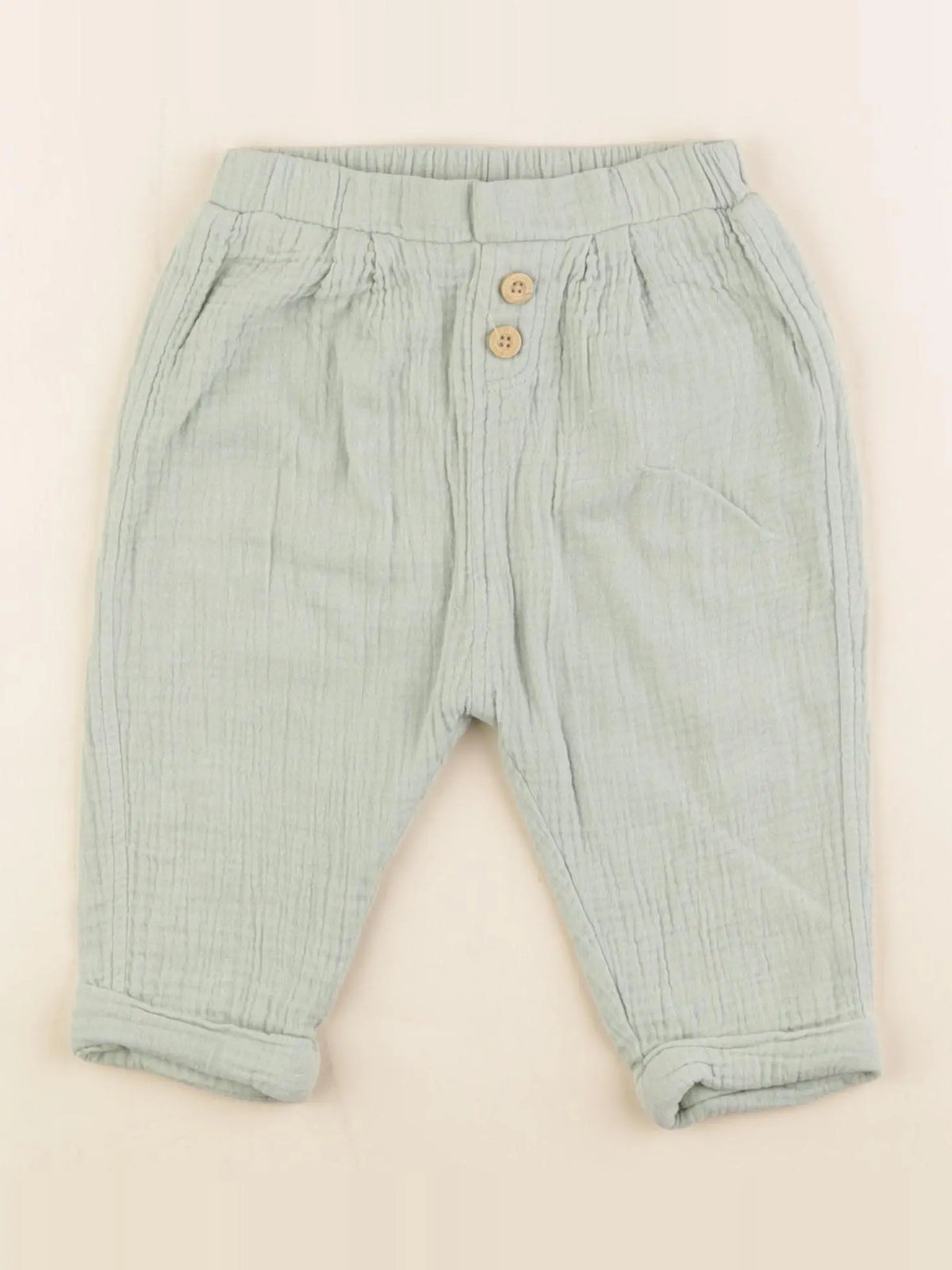 Vertbaudet - pantalon vert - 12 mois