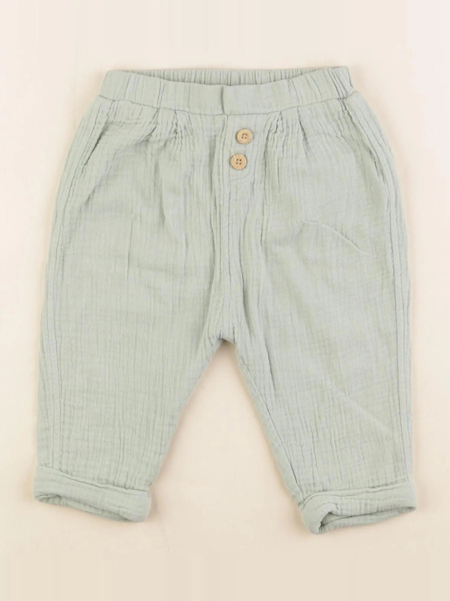 Vertbaudet - pantalon vert - 12 mois