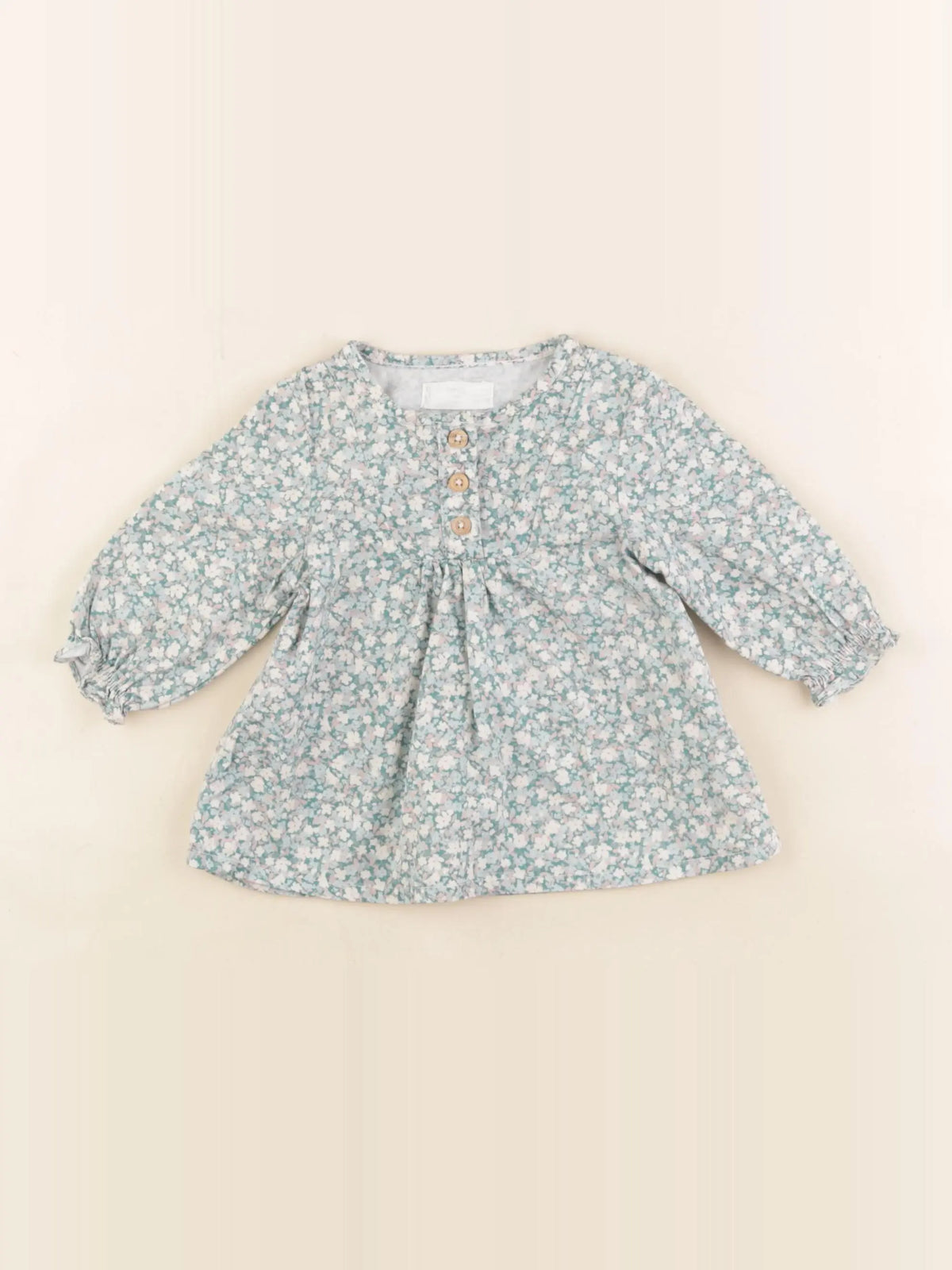 Mango - robe vert, beige - 1/3 mois