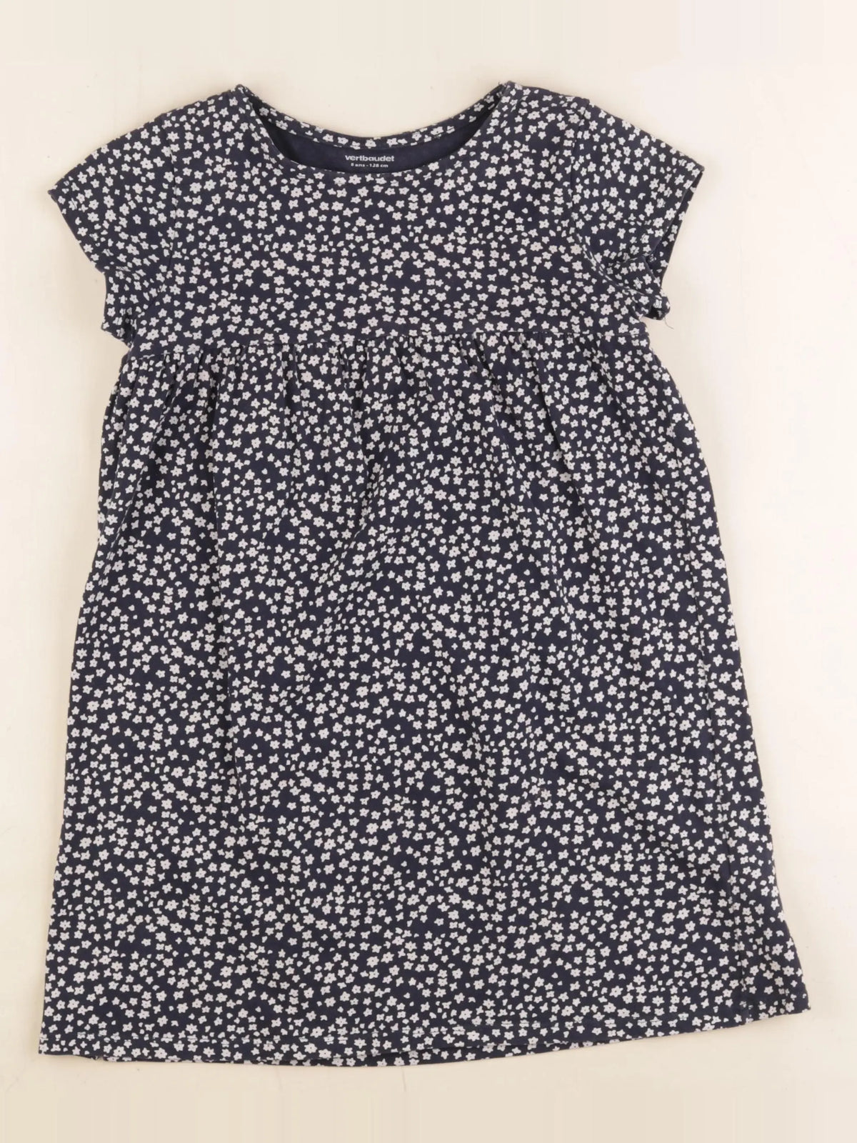 Vertbaudet - robe bleu, blanc - 8 ans