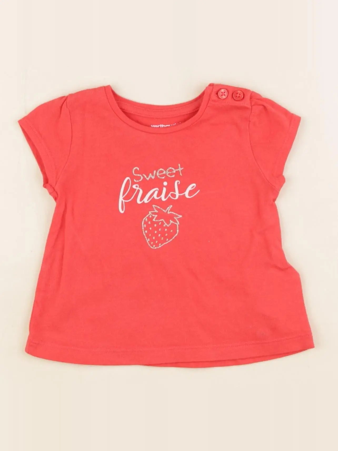 Vertbaudet - tee-shirt rouge - 3 mois