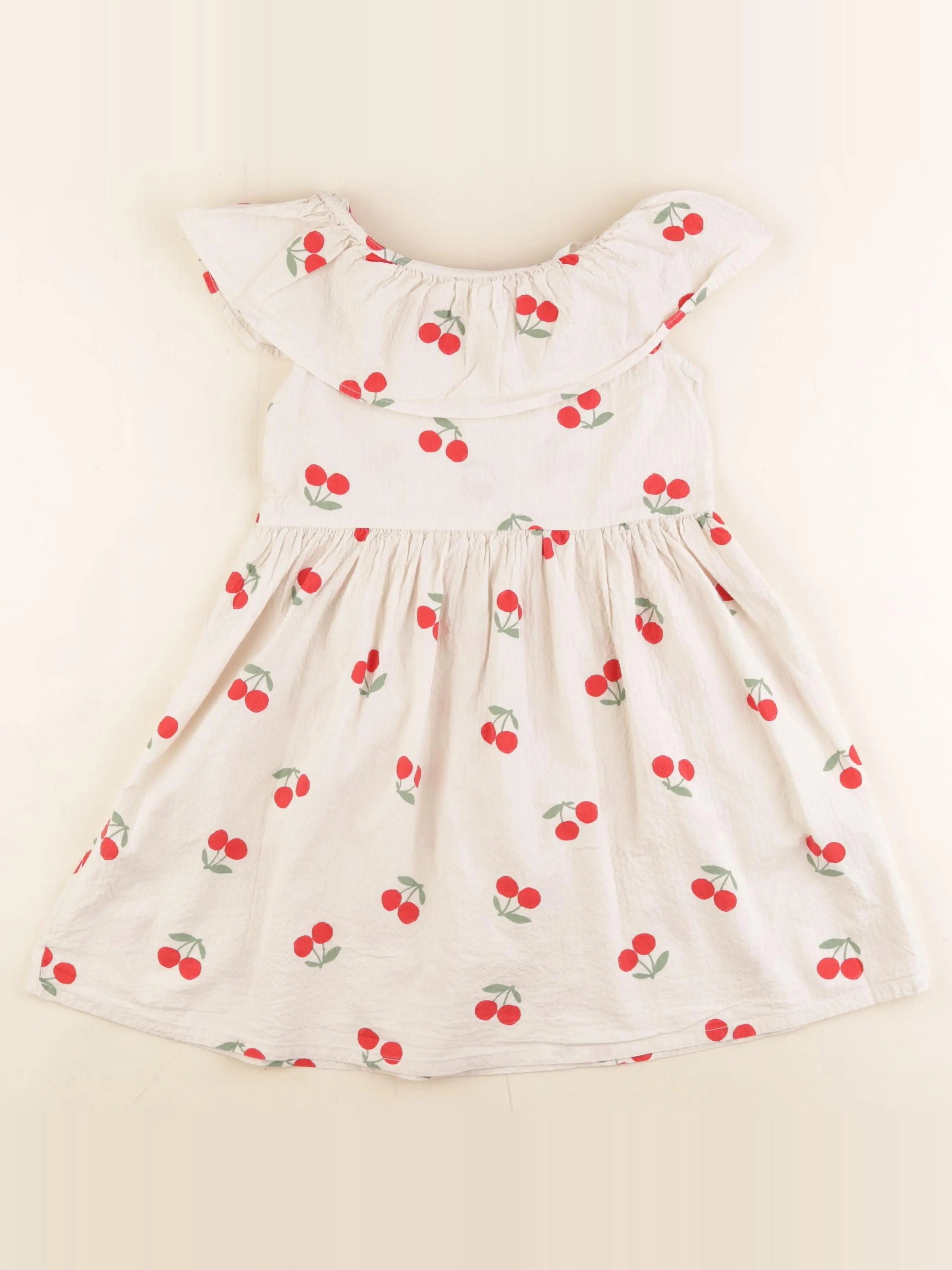 H&M - robe beige, rouge - 6/7 ans