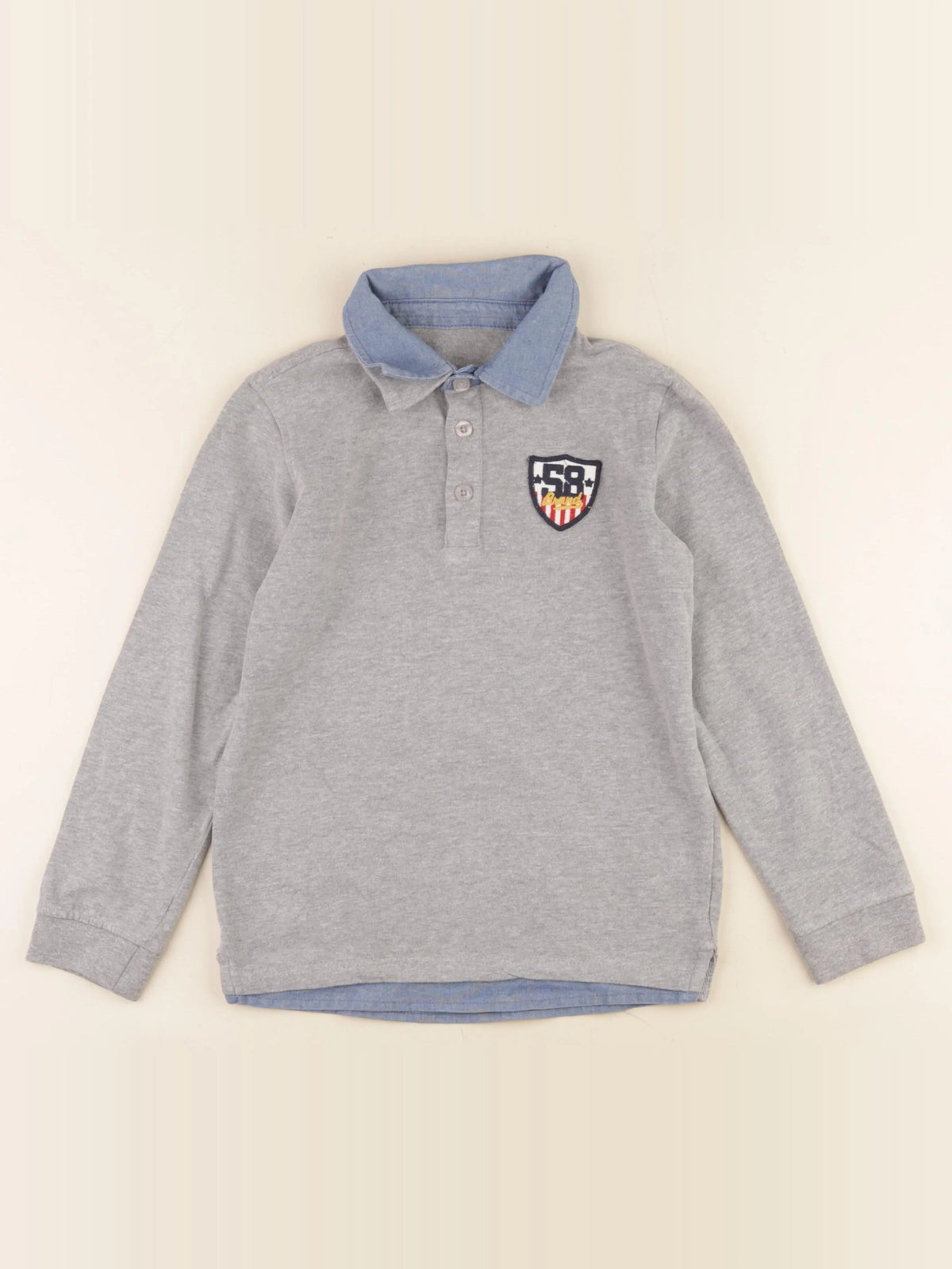 Vertbaudet - polo gris, bleu - 10 ans