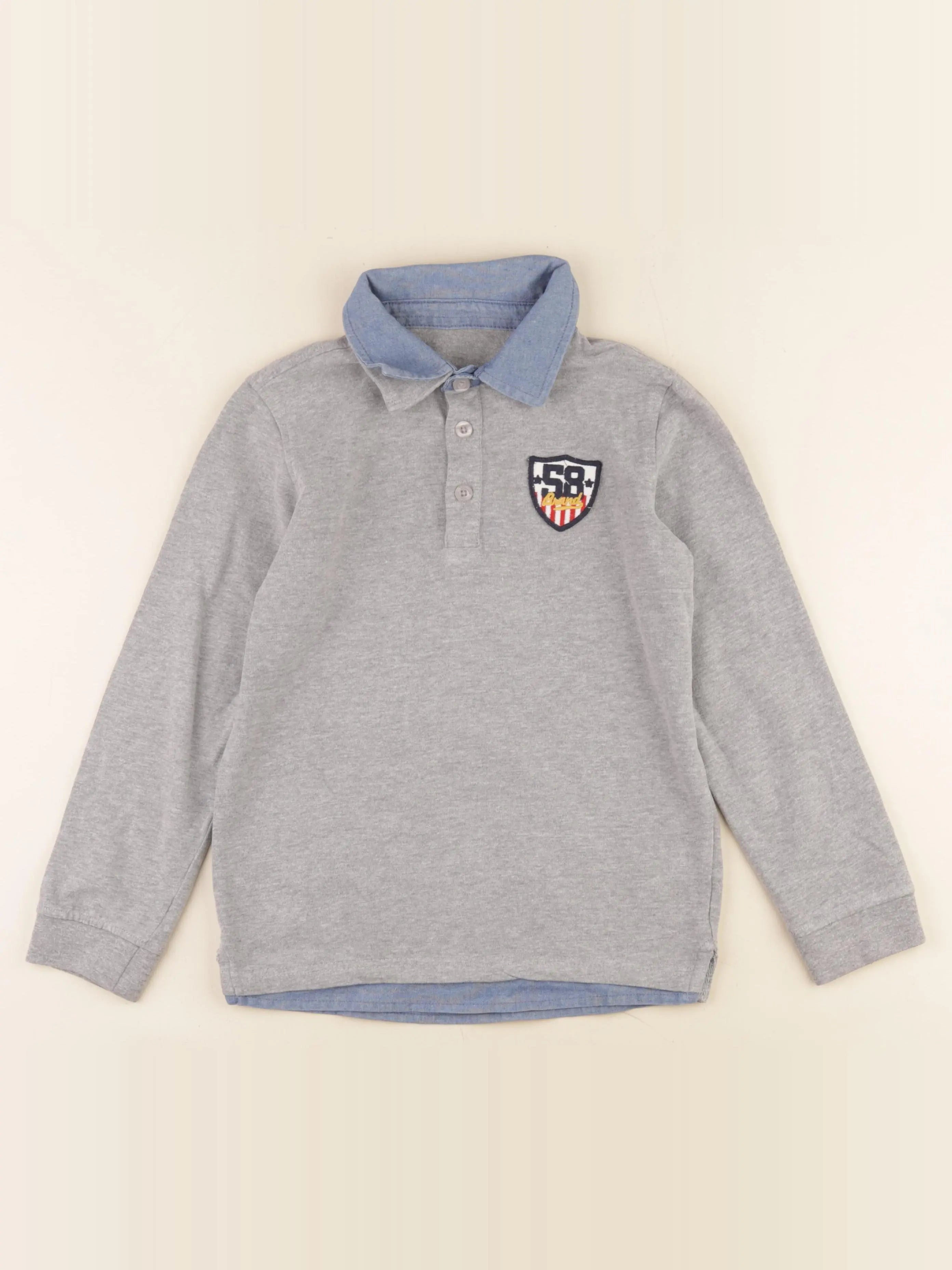 Vertbaudet - polo gris, bleu - 10 ans