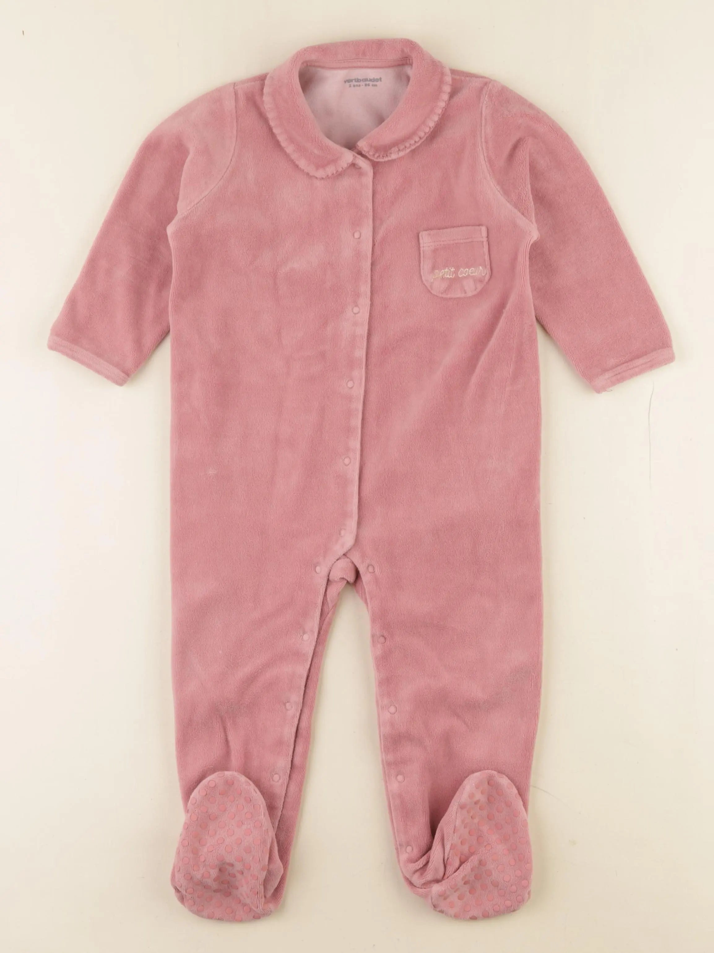 Vertbaudet - pyjama velours rose - 2 ans