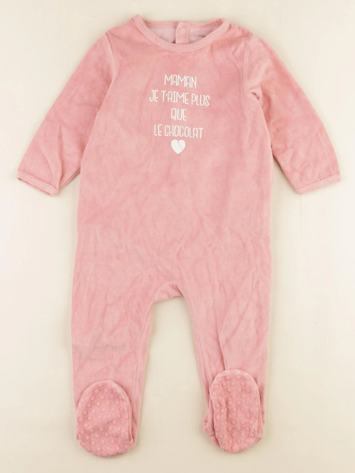 Vertbaudet - pyjama velours rose - 18 mois