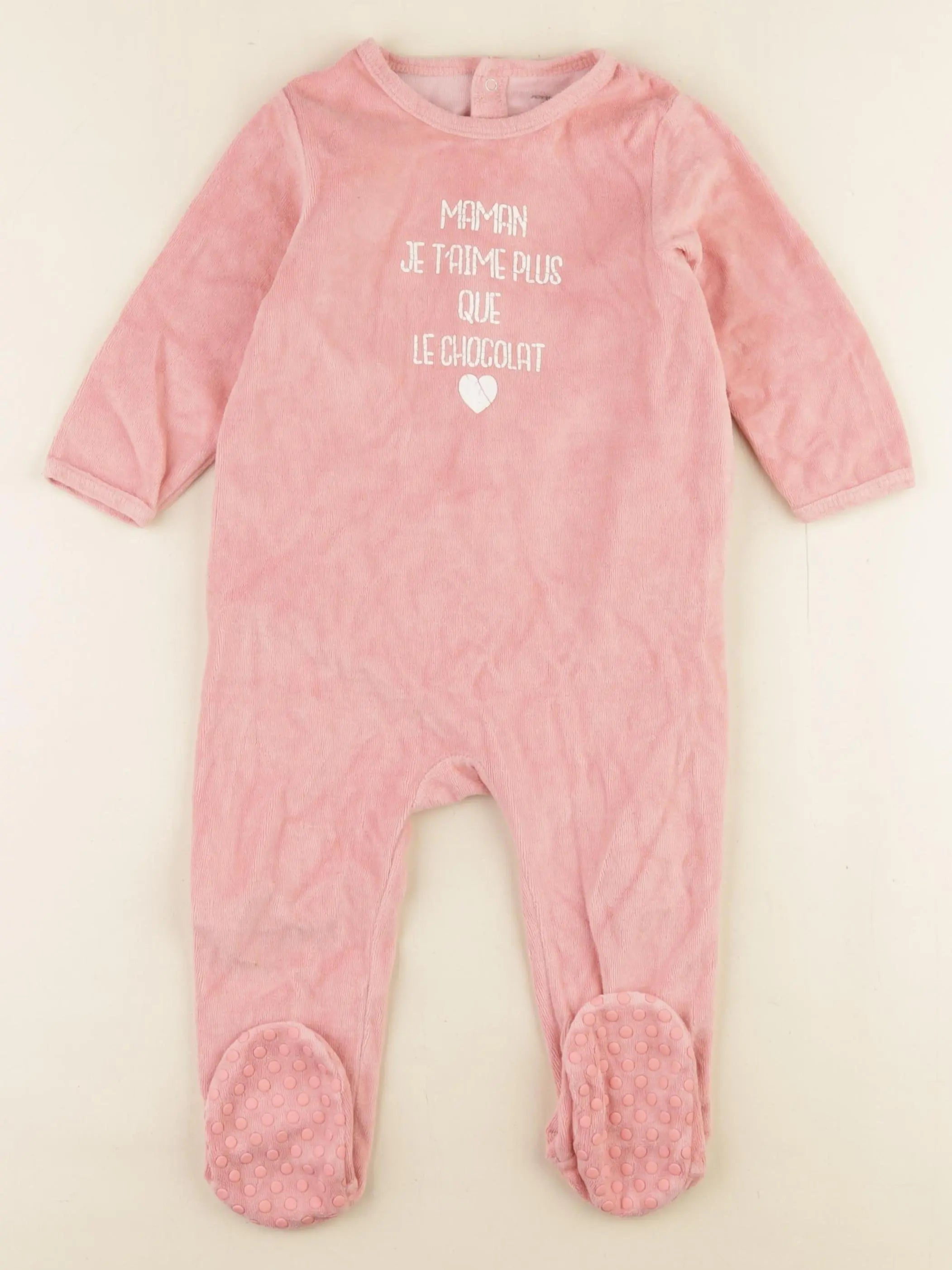 Vertbaudet - pyjama velours rose - 18 mois
