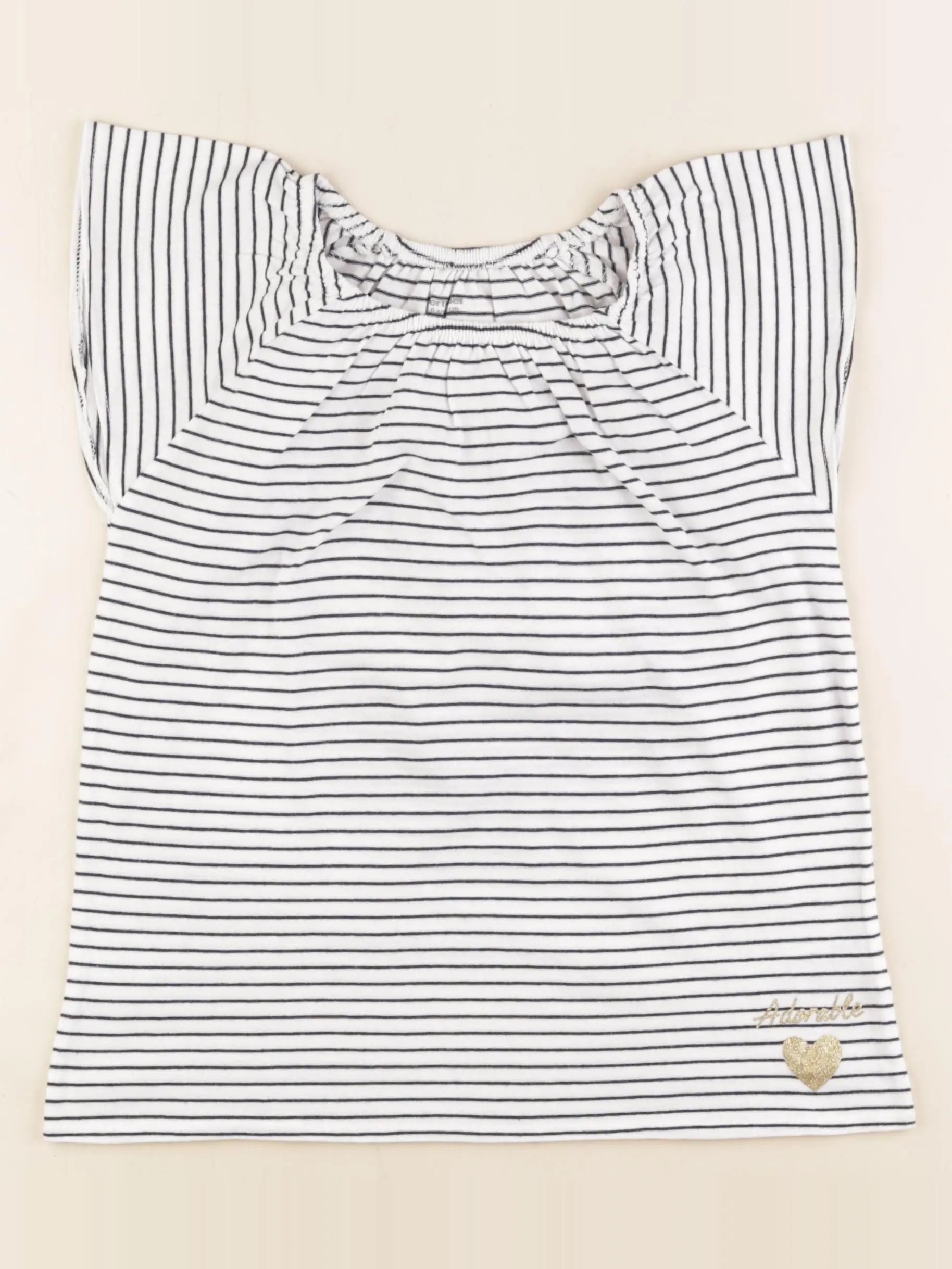 Vertbaudet - tee-shirt blanc, bleu - 10 ans