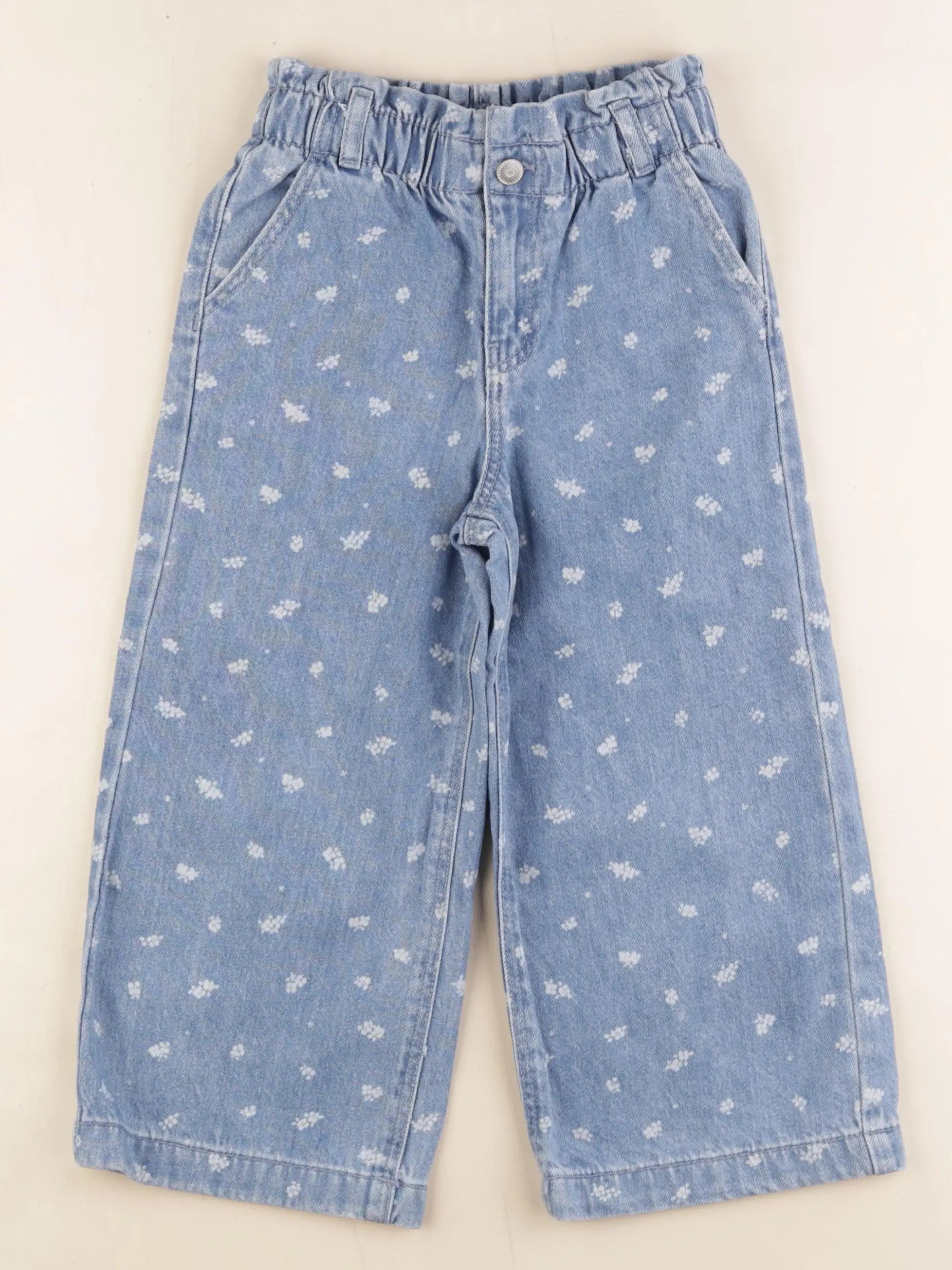 Vertbaudet - jean bleu, blanc - 5 ans