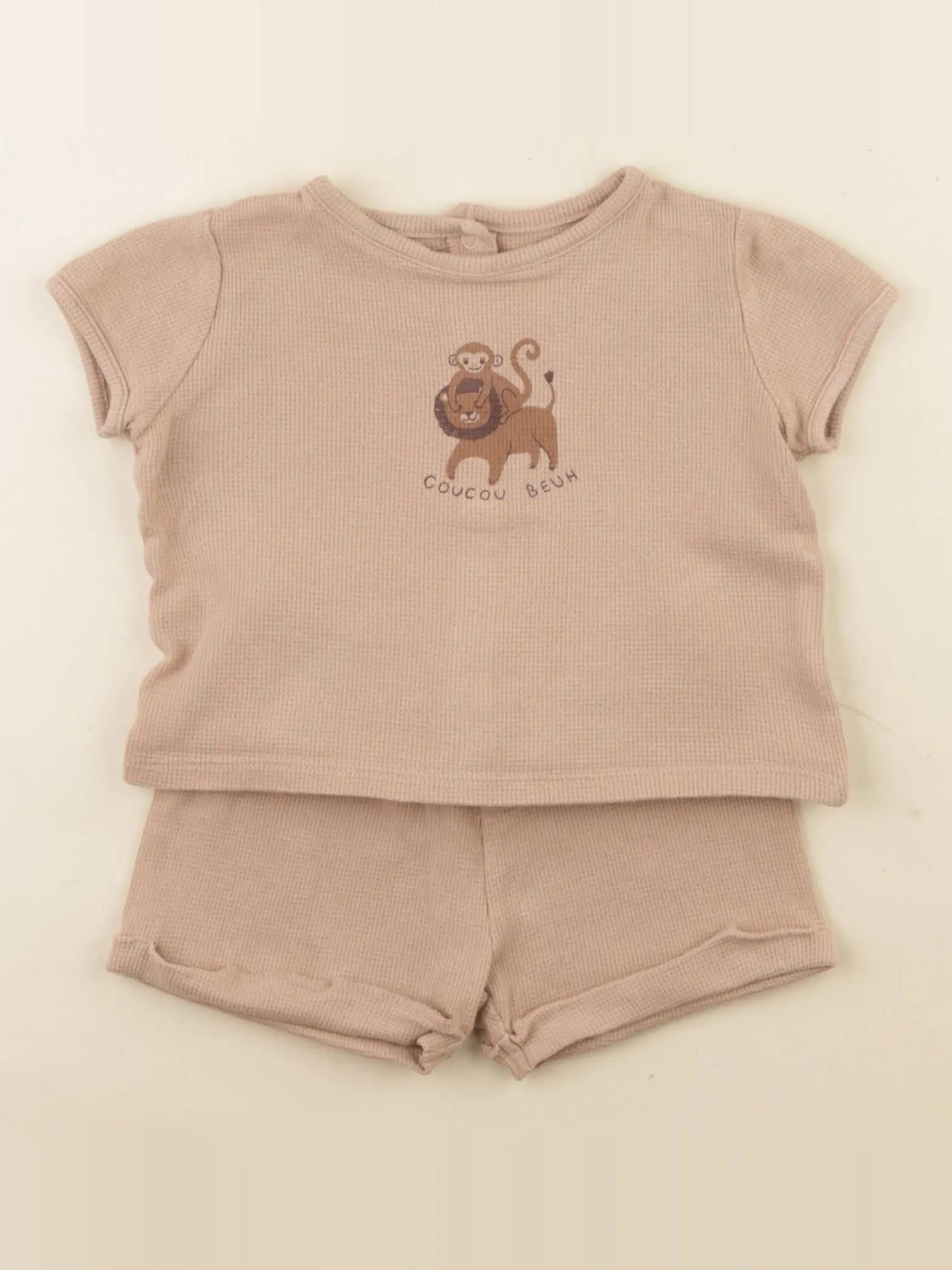 Vertbaudet - pyjama coton marron - 12 mois