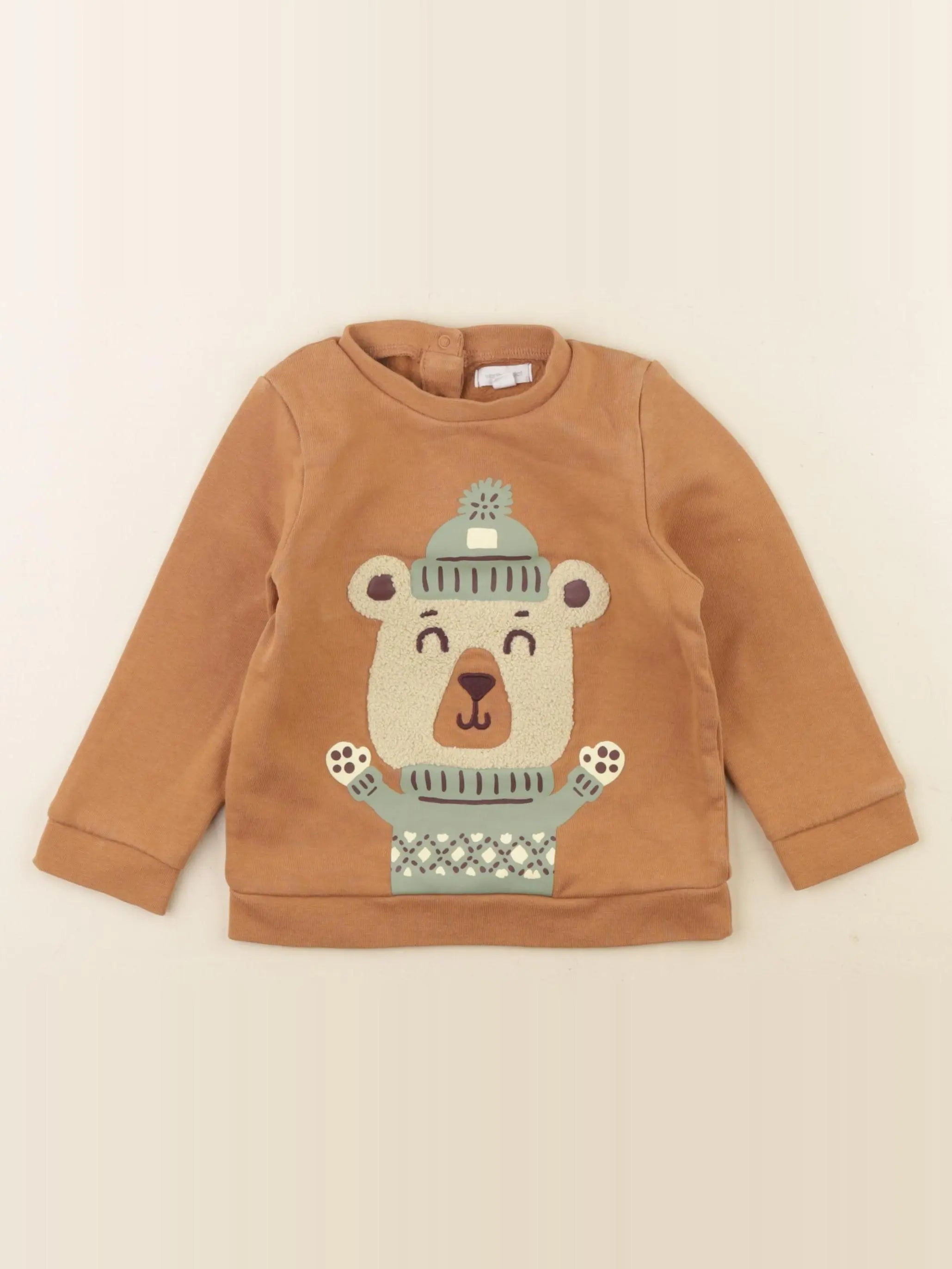 Vertbaudet - sweat marron - 18 mois