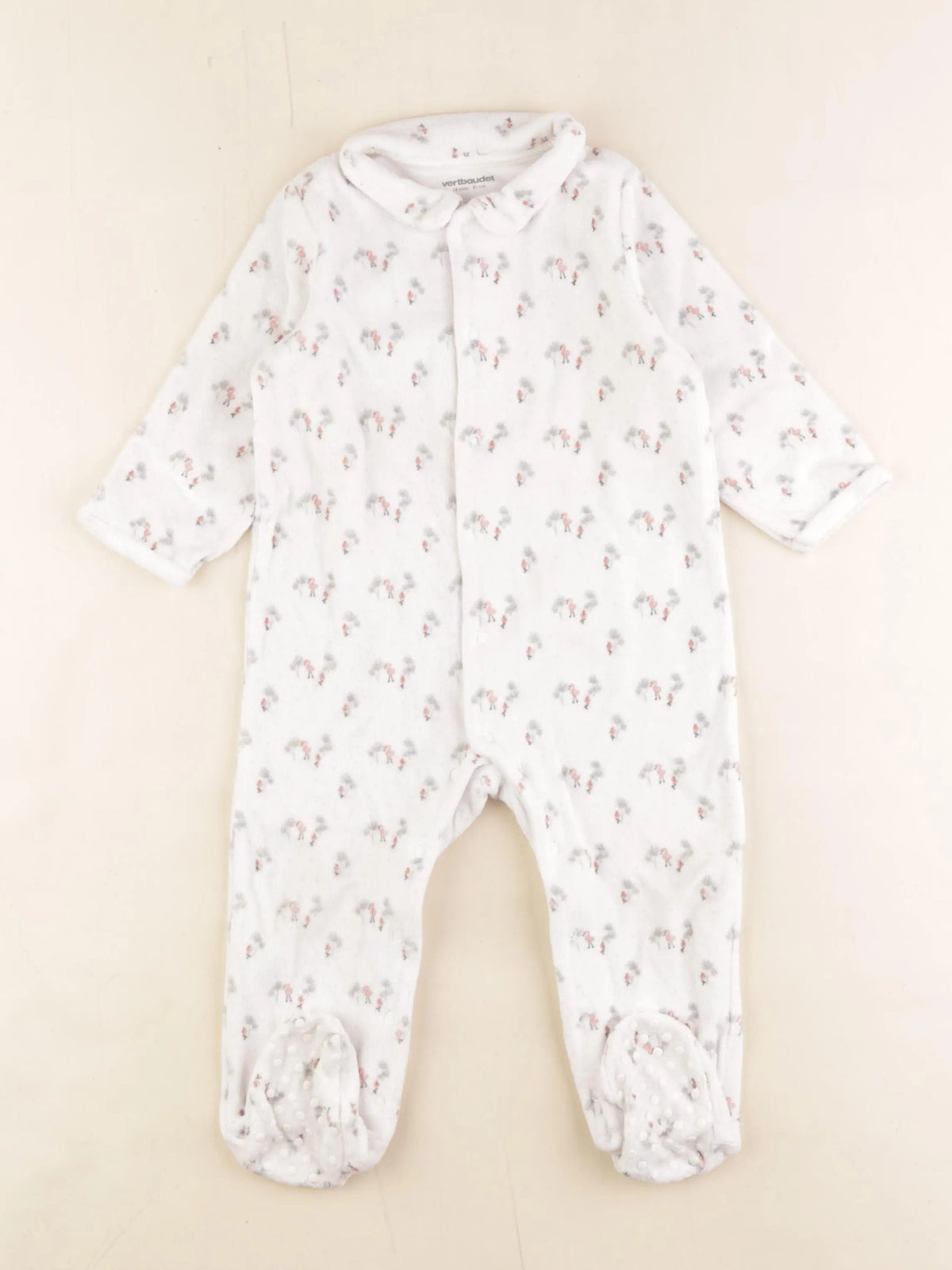 Vertbaudet - pyjama velours blanc - 18 mois