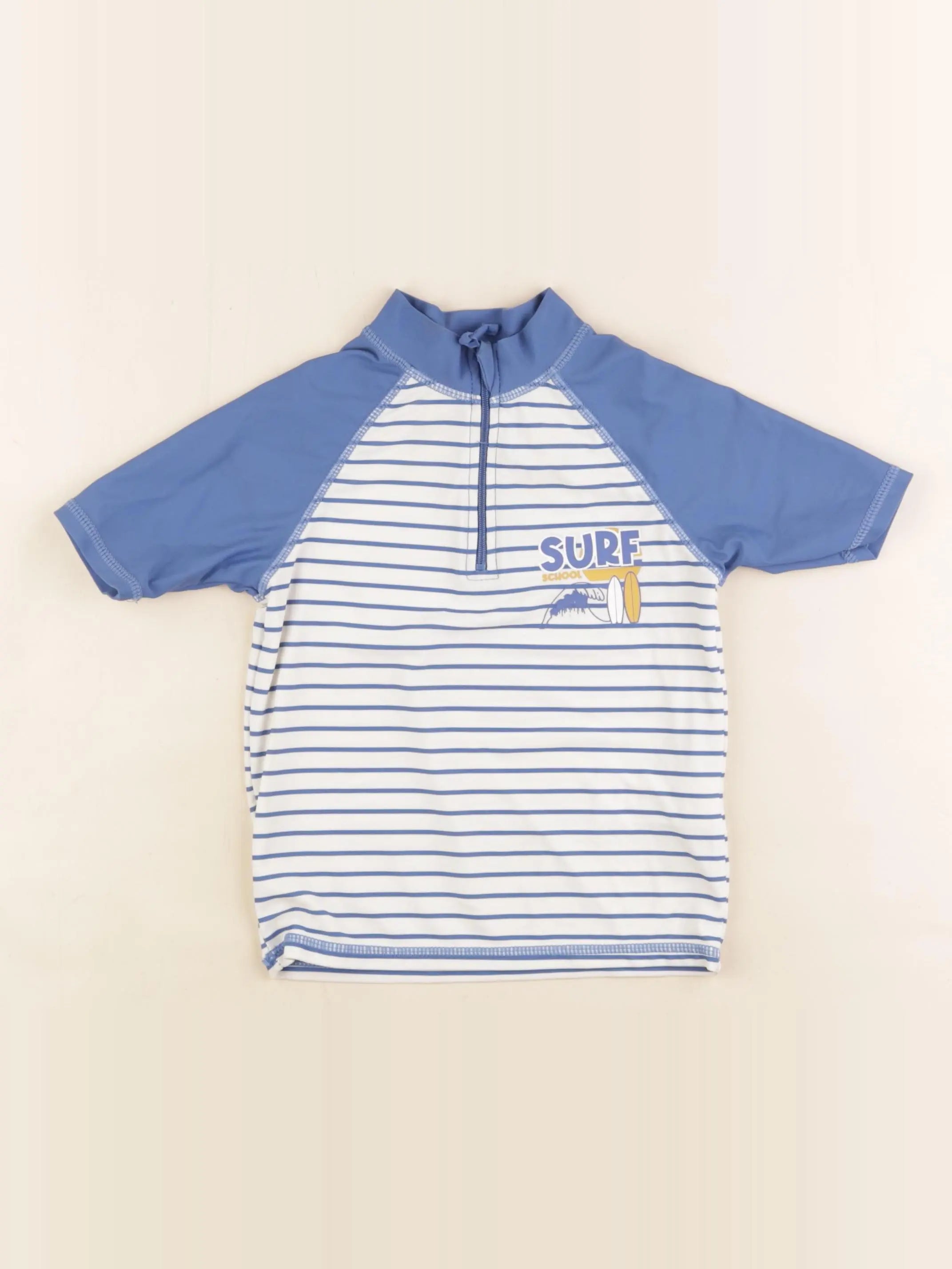 Vertbaudet - tee-shirt de bain bleu, blanc - 5 ans