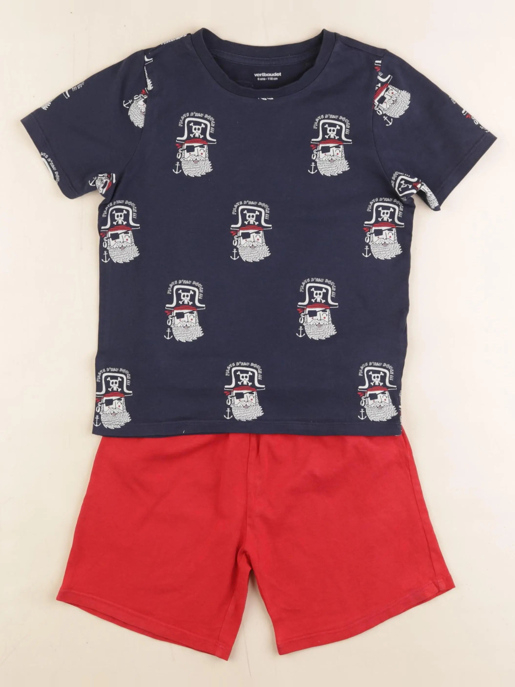 Vertbaudet - pyjama coton bleu, rouge - 6 ans