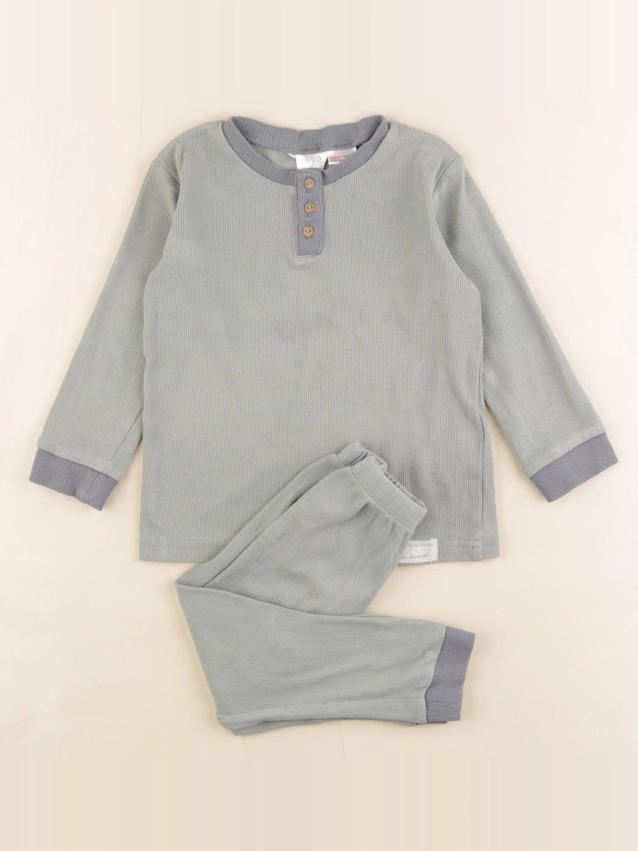 Zara - pyjama coton vert - 3 ans