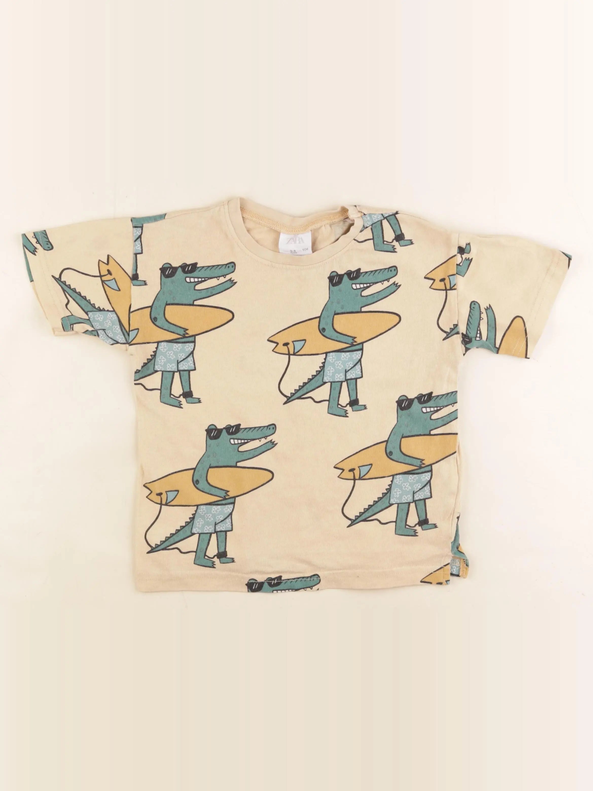 Zara - tee-shirt jaune, vert - 3/4 ans