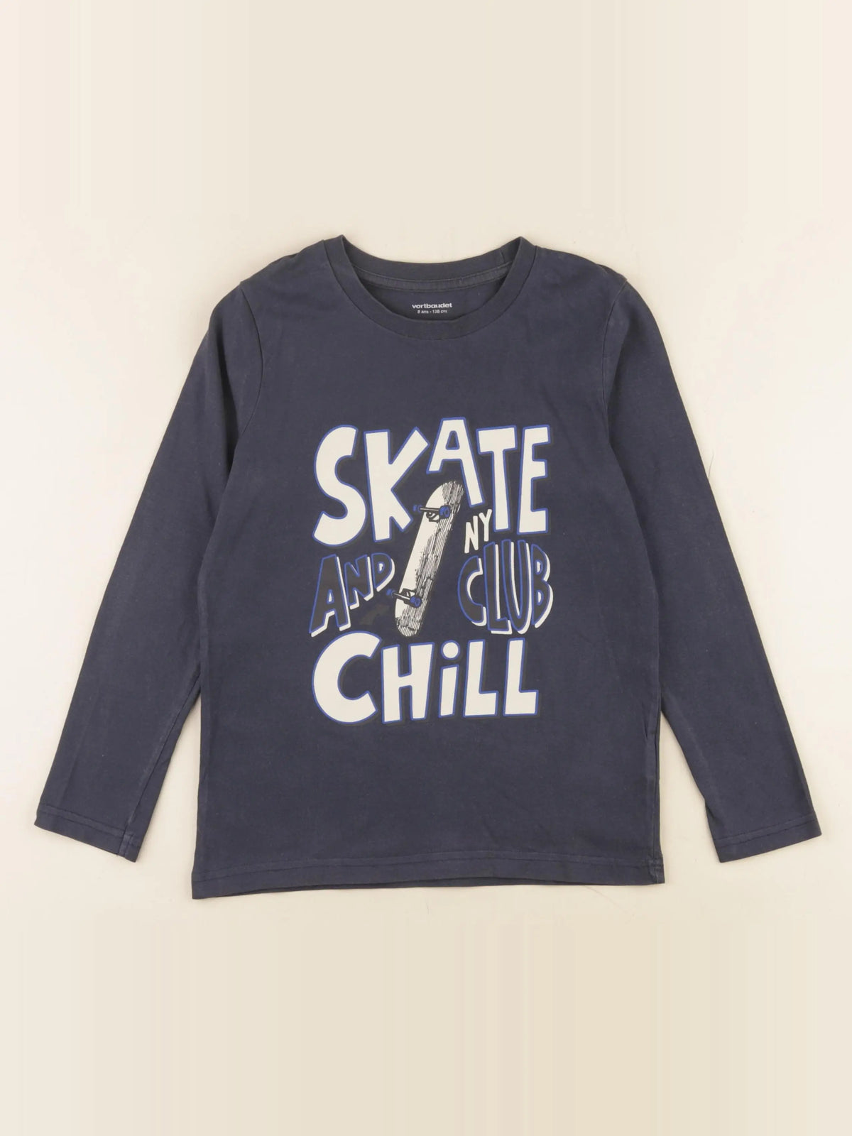 Vertbaudet - tee-shirt bleu - 8 ans