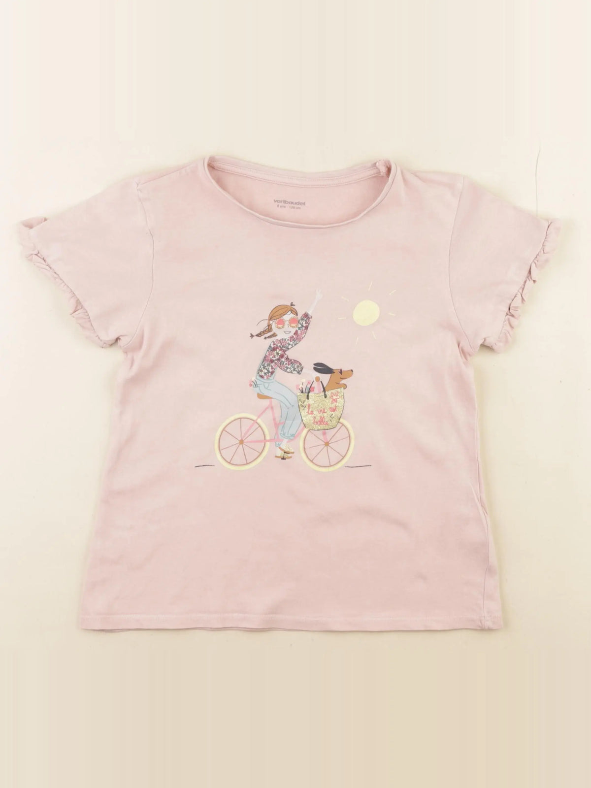 Vertbaudet - tee-shirt rose - 8 ans