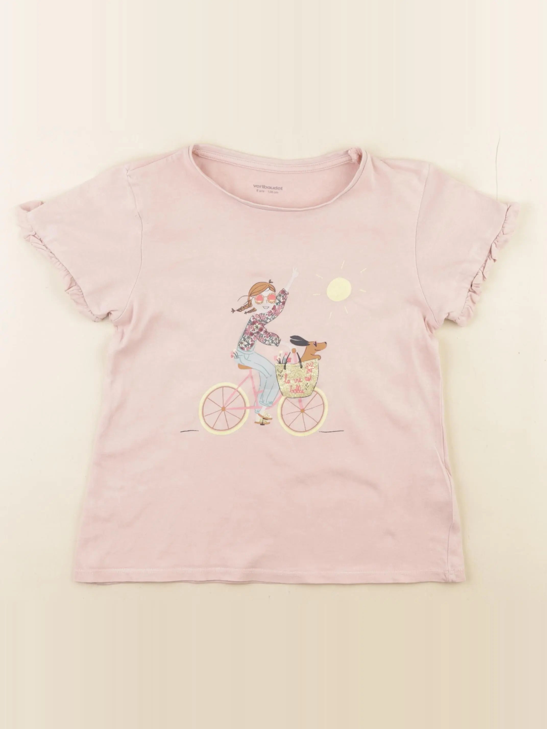 Vertbaudet - tee-shirt rose - 8 ans