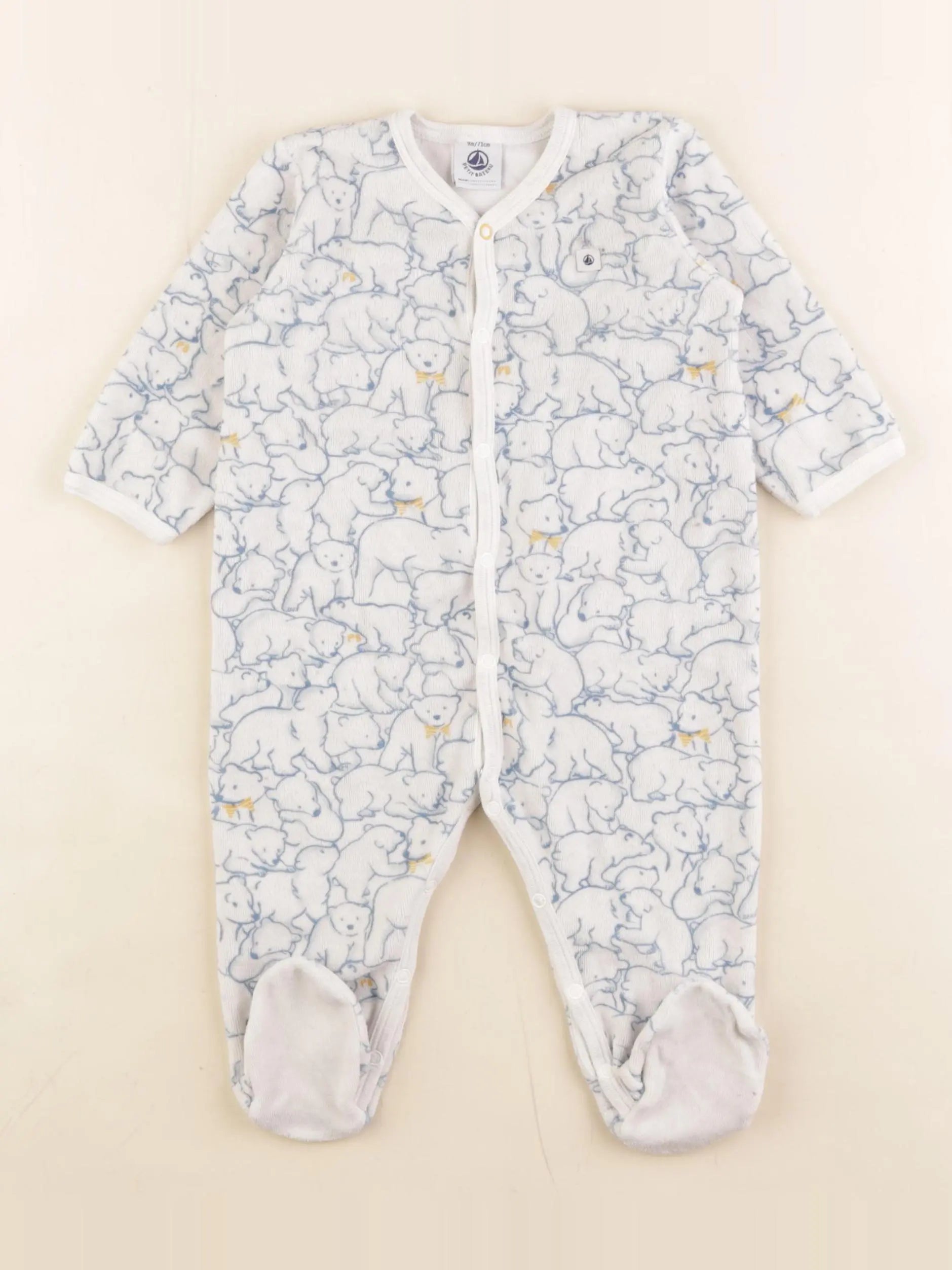 Petit Bateau - pyjama velours bleu - 9 mois