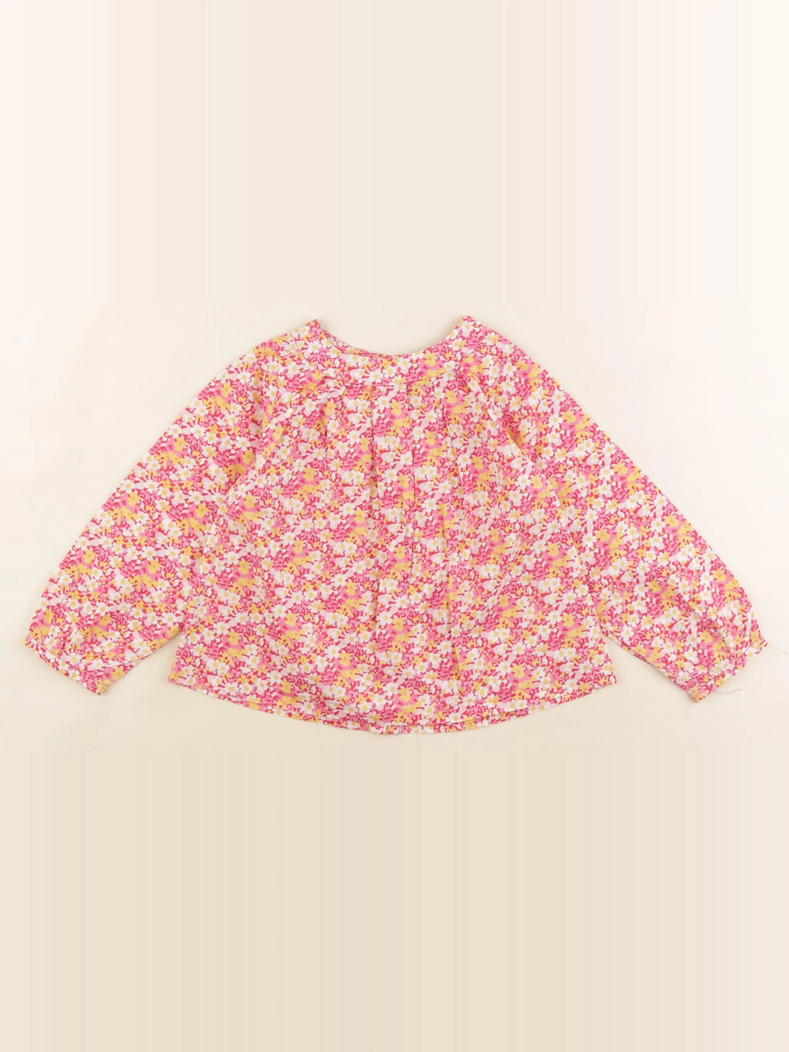 Jacadi - blouse liberty jaune, rose - 24 mois
