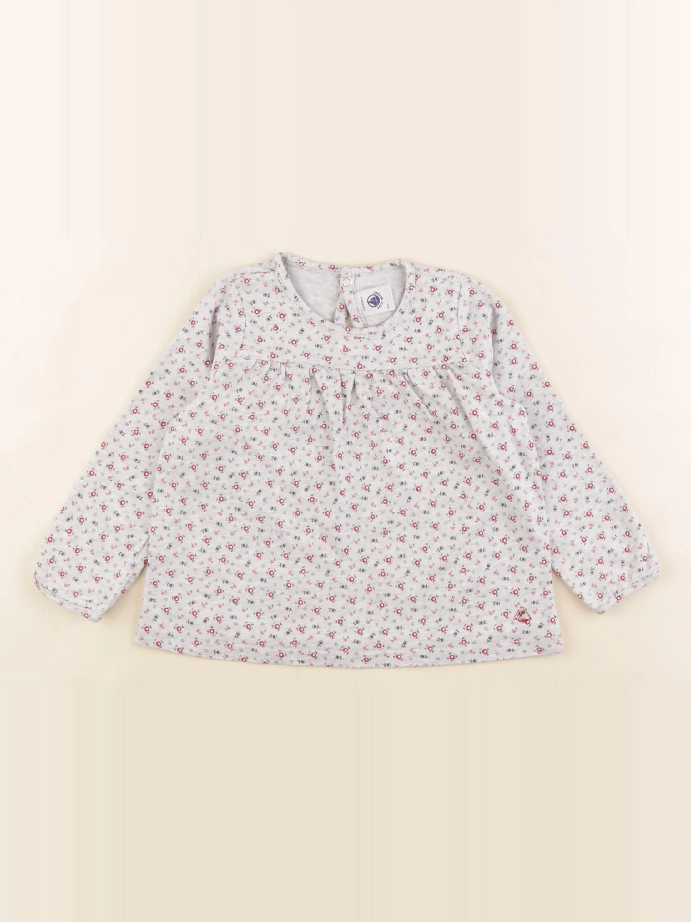 Petit Bateau - tee-shirt gris, rose - 24 mois