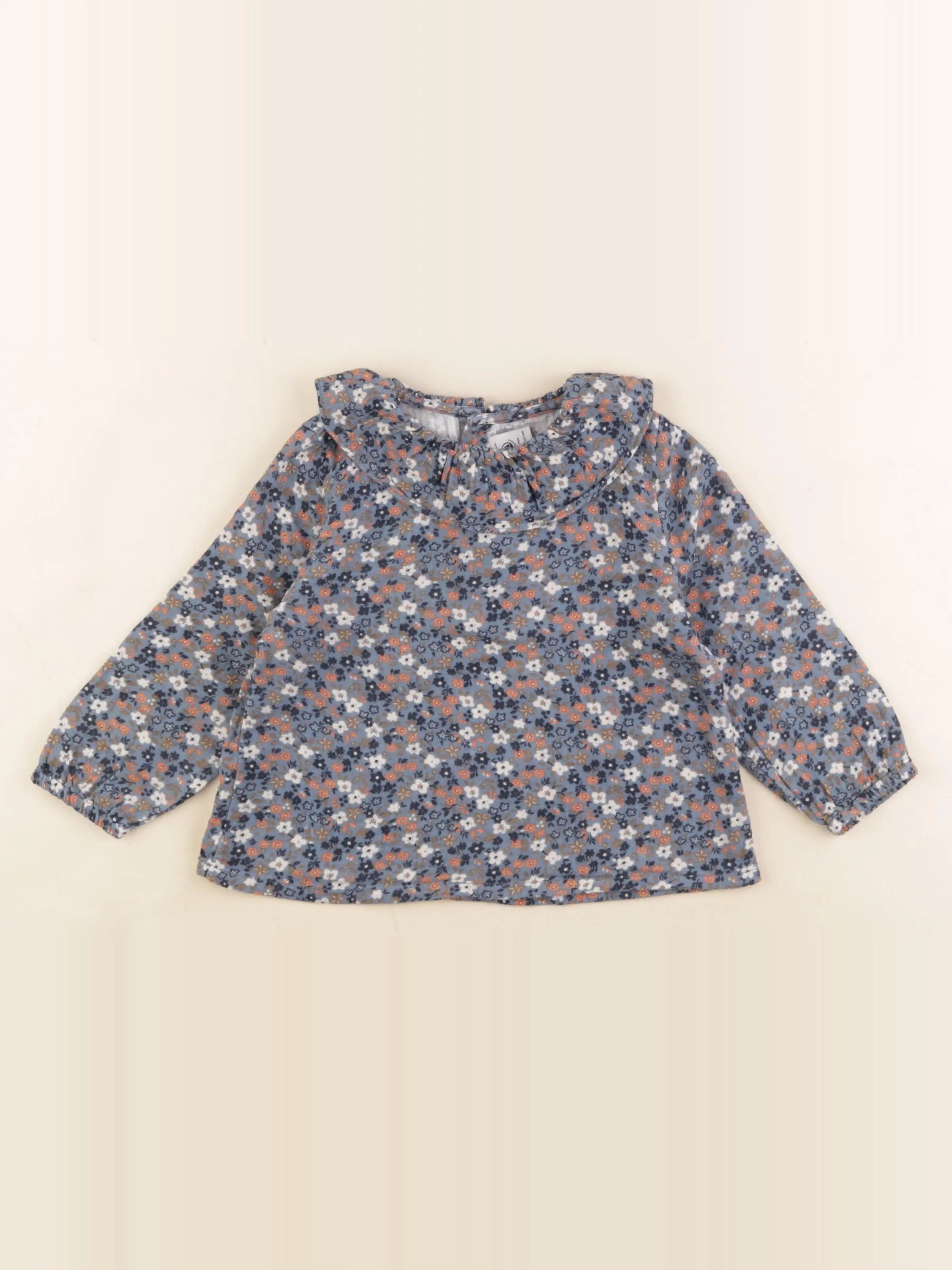 Petit Bateau - blouse bleu - 24 mois