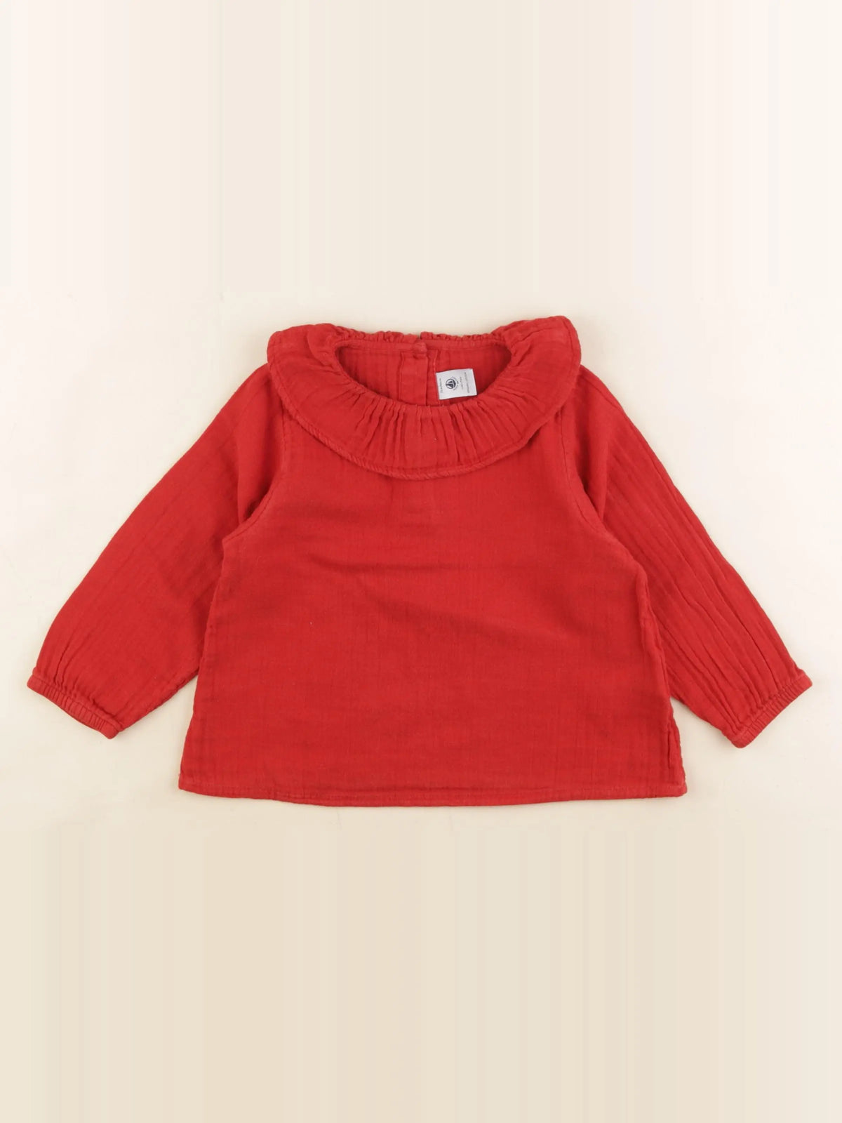 Petit Bateau - blouse rouge - 24 mois