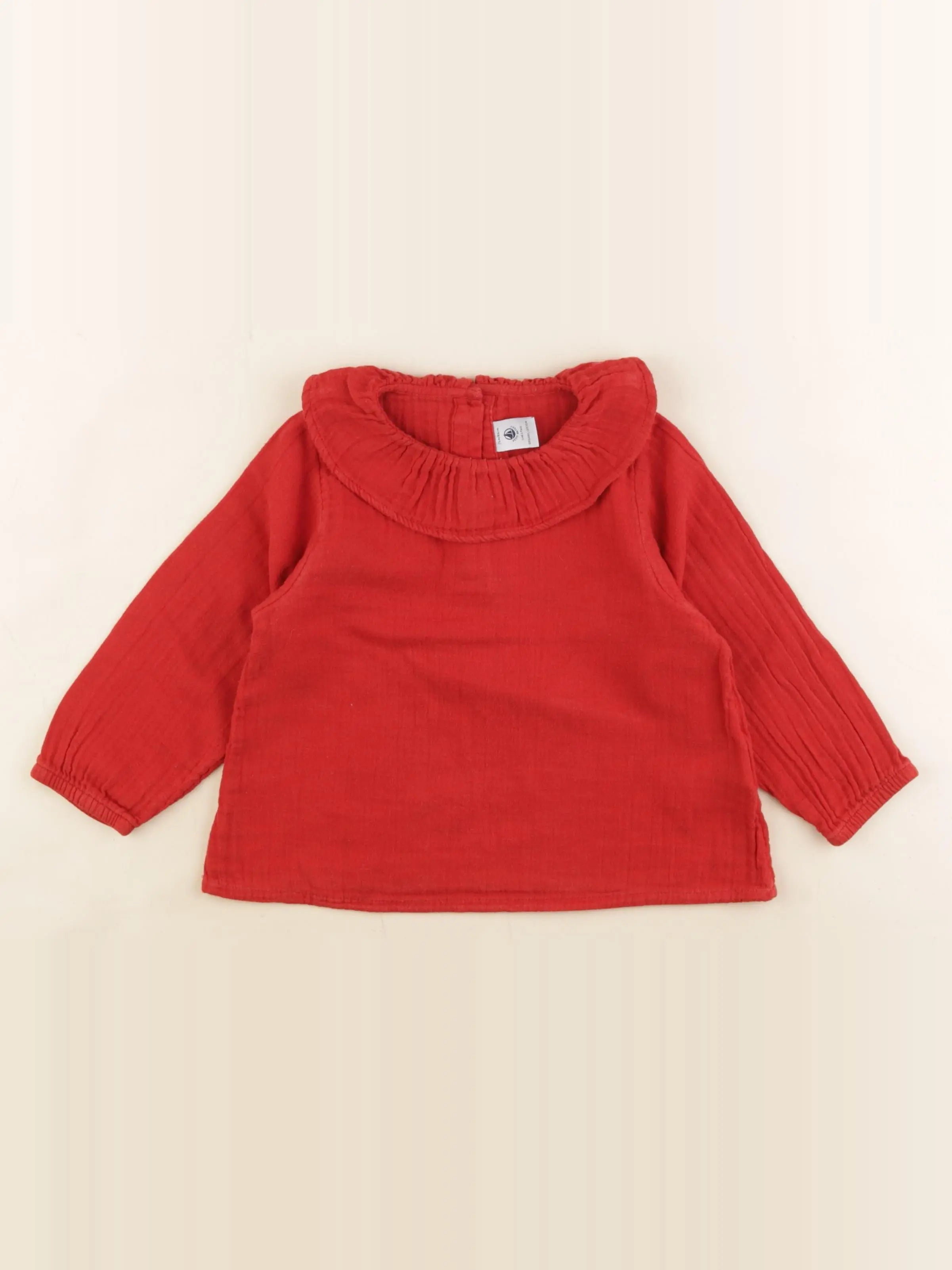Petit Bateau - blouse rouge - 24 mois