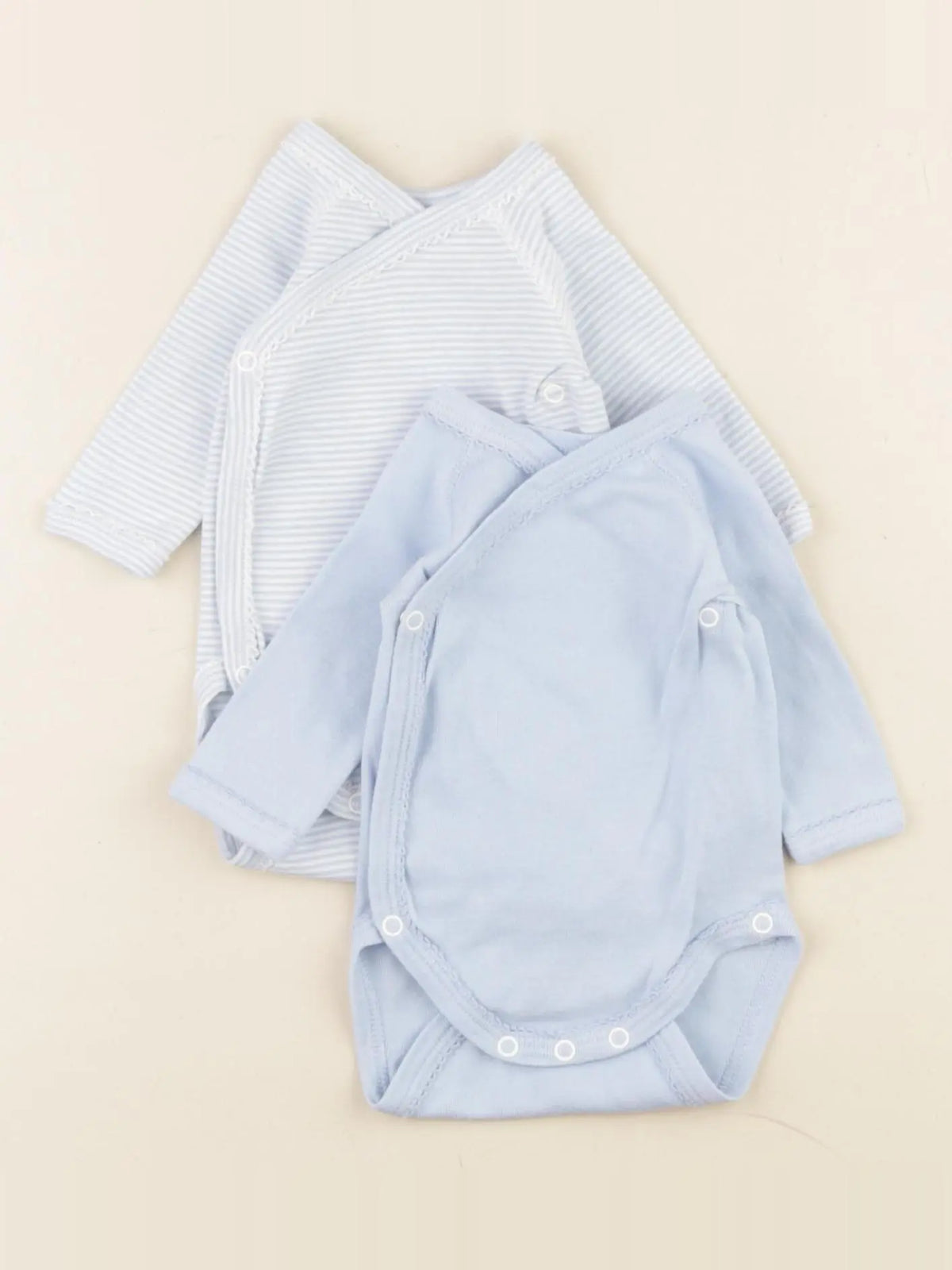 Petit Bateau - lot de 2 bodies en coton bleu - 0 mois