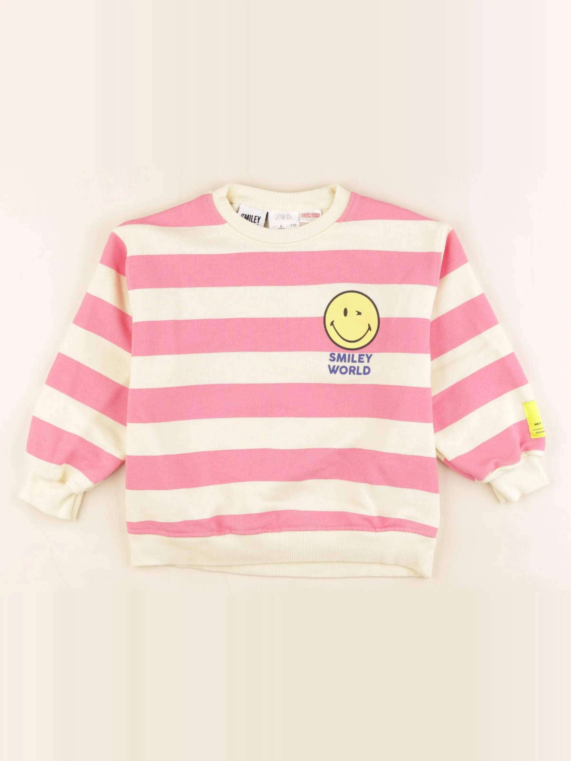 Zara - sweat imprimé au dos rose, jaune - 5 ans