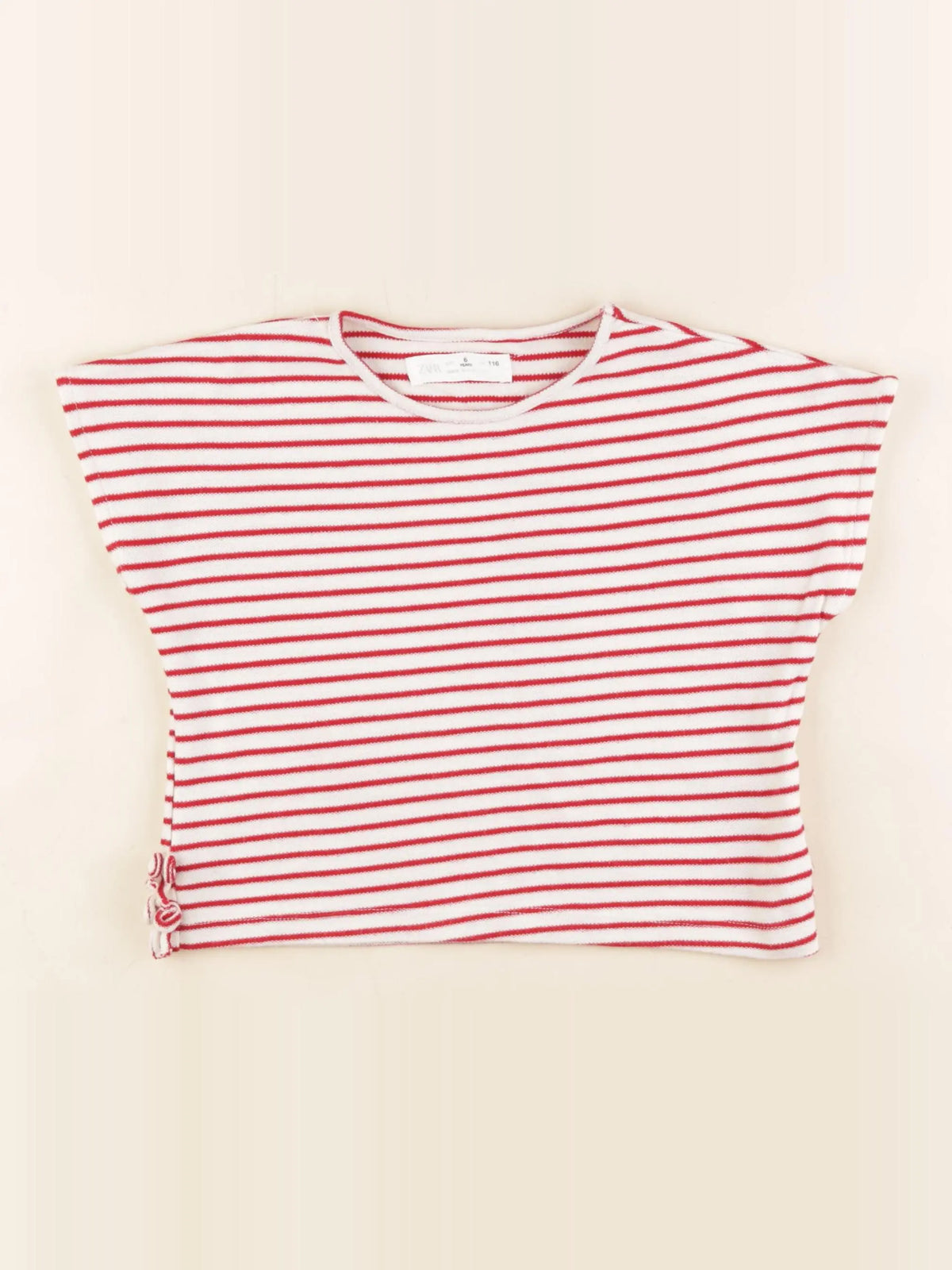 Zara - tee-shirt beige, rouge - 6 ans