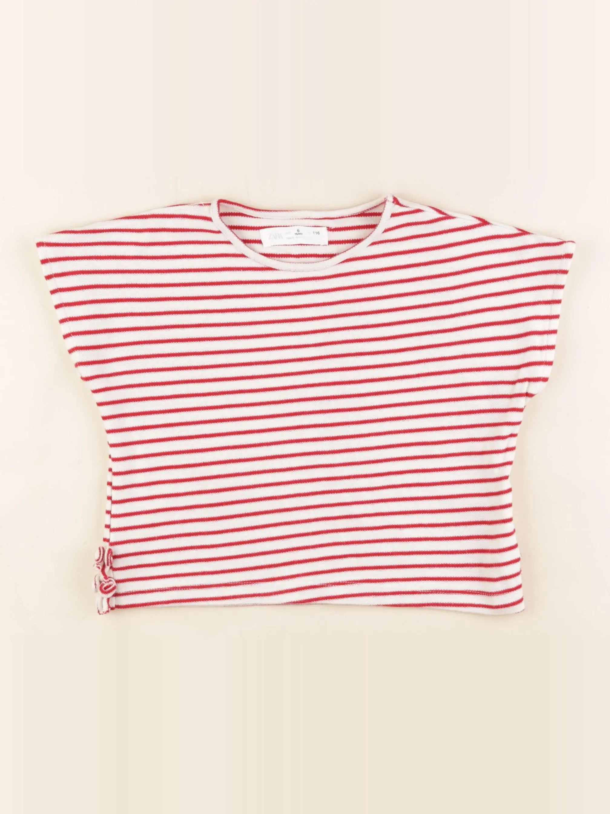 Zara - tee-shirt beige, rouge - 6 ans