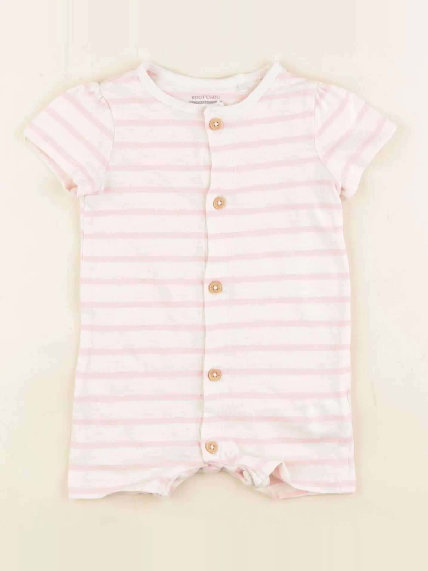 Boutchou - combinaison blanc, rose - 3 mois