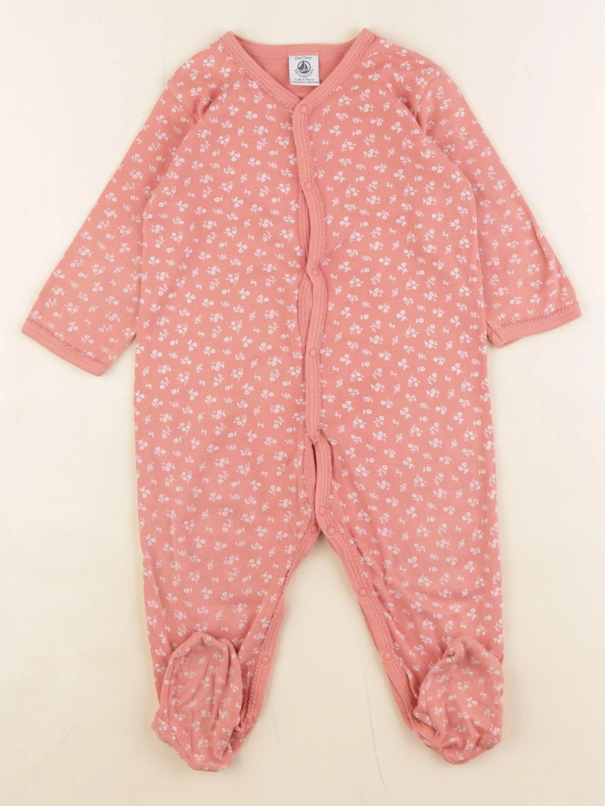 Petit Bateau - pyjama coton rose - 12 mois