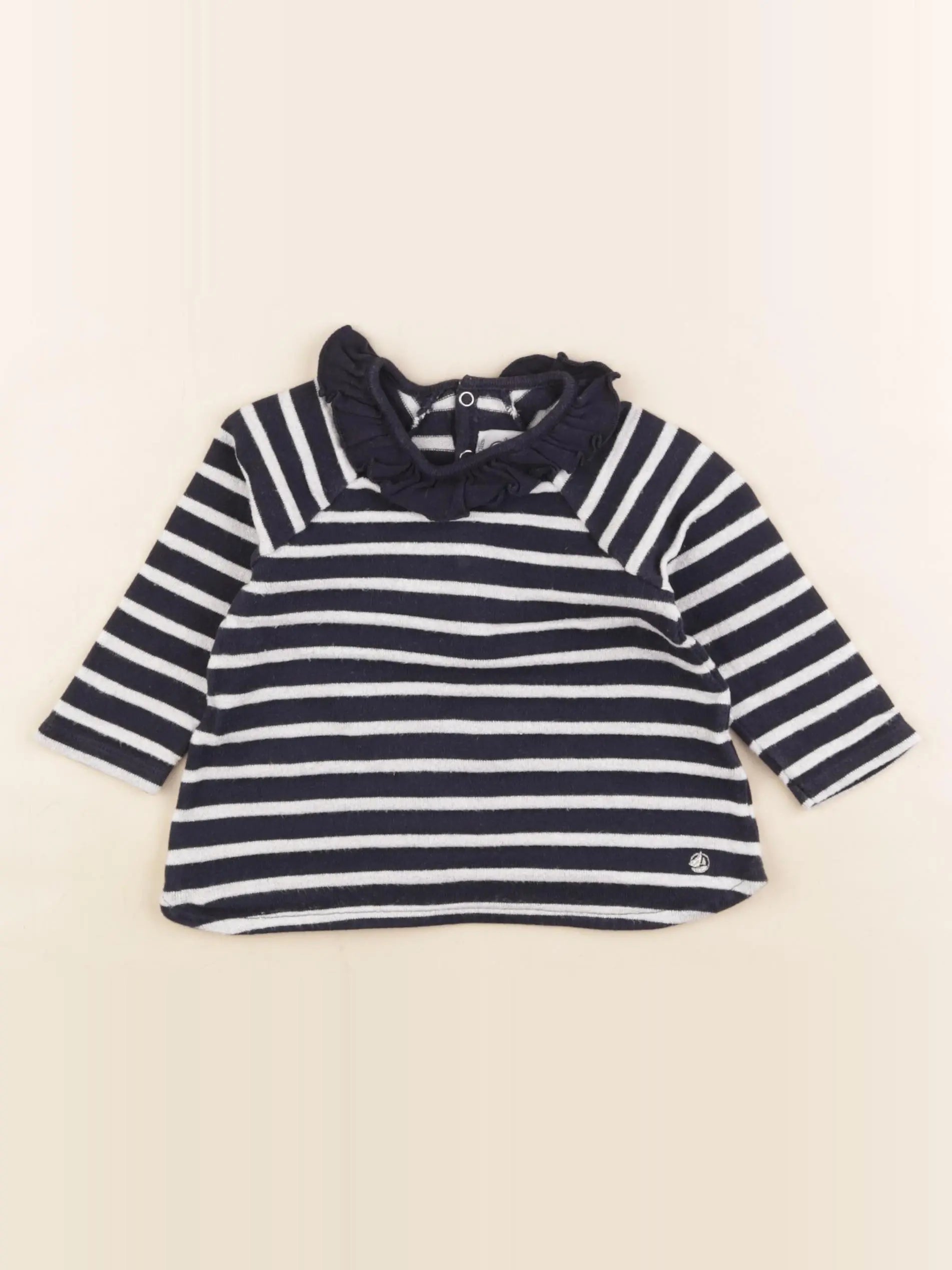 Petit Bateau - tee-shirt blanc, bleu - 12 mois