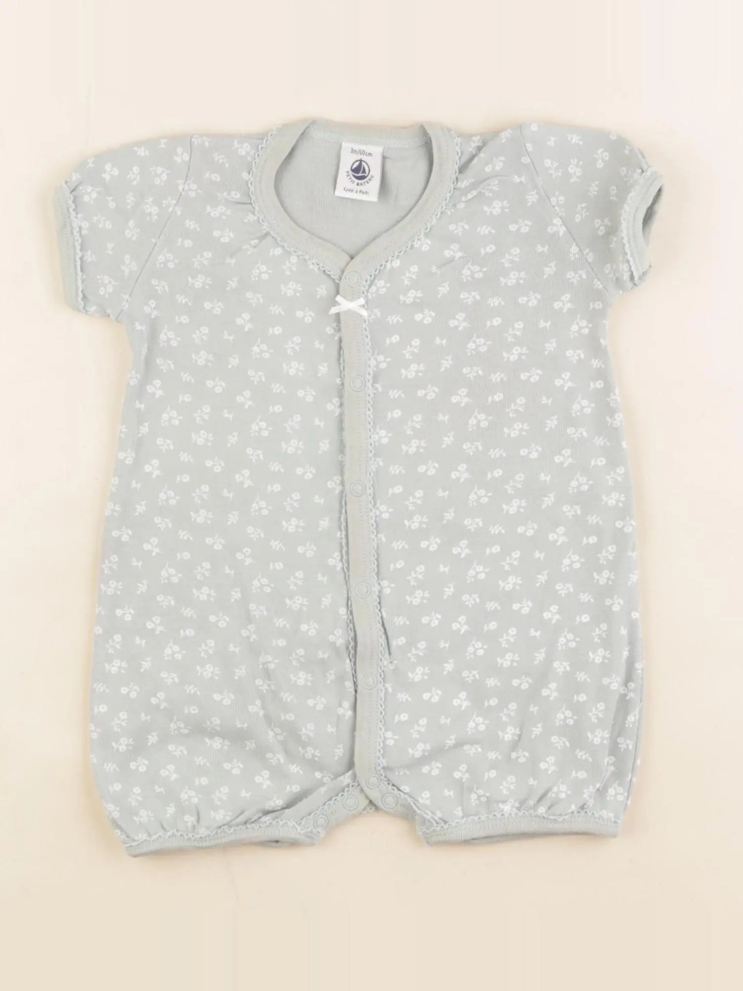 Petit Bateau - pyjama coton vert - 3 mois
