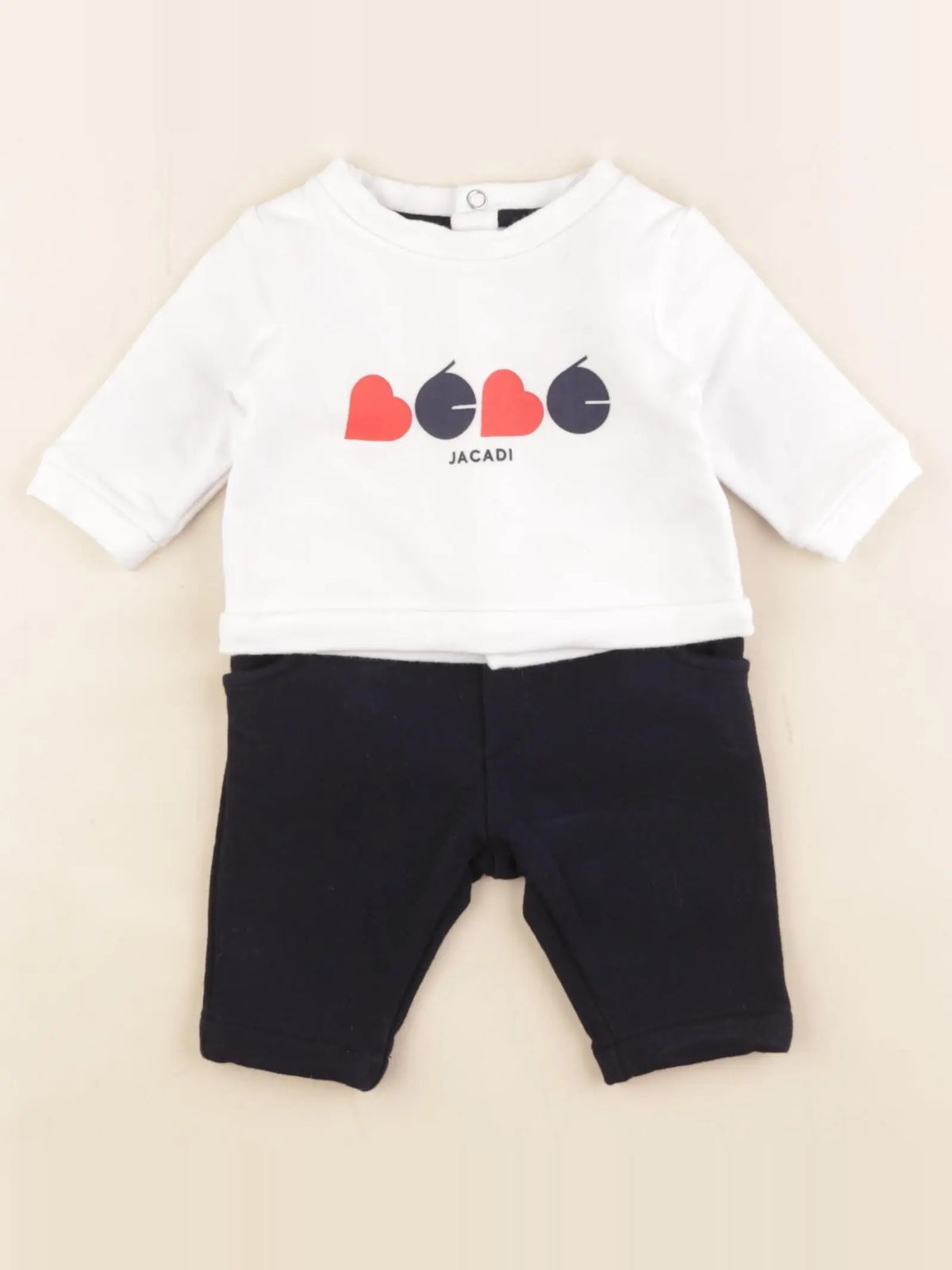 Jacadi - ensemble blanc, bleu - 1 mois