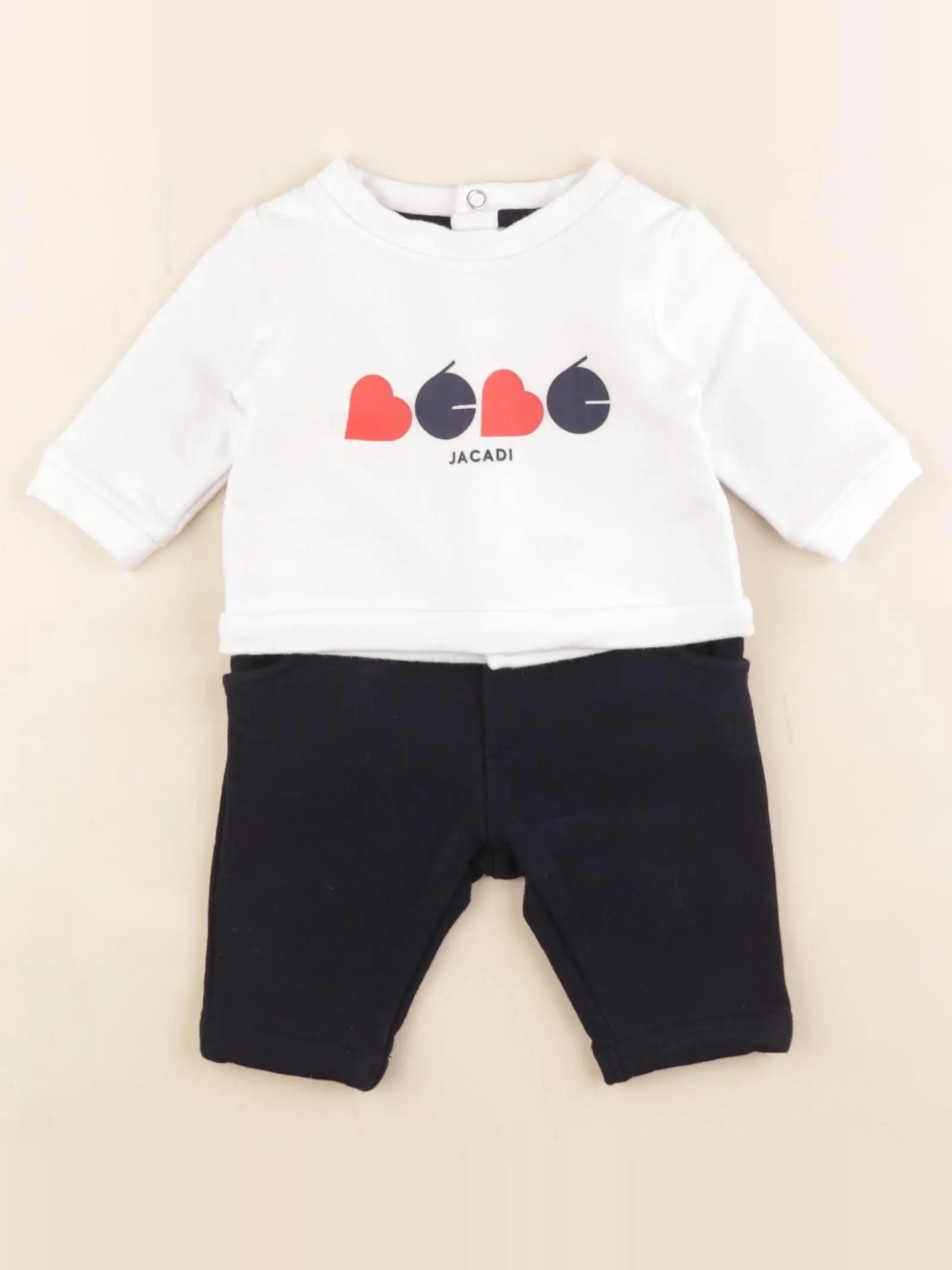 Jacadi - ensemble blanc, bleu - 1 mois