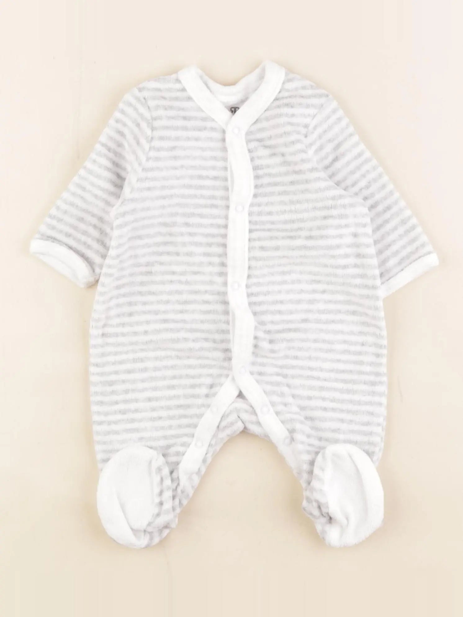 La Redoute - pyjama velours blanc, gris - 1 mois