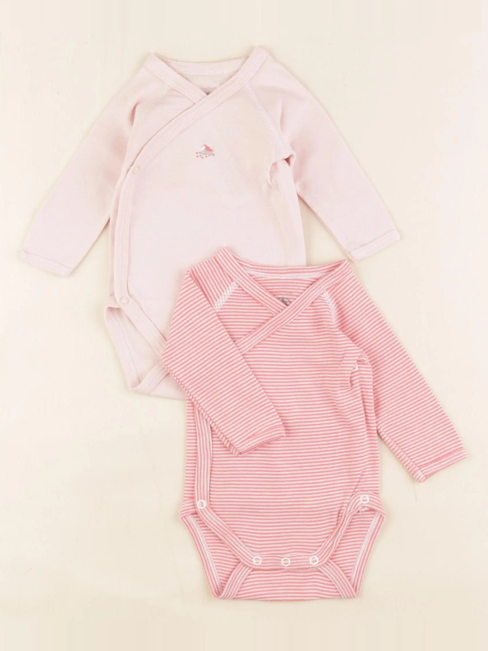 Petit Bateau - lot de 2 bodies en coton rose - 1 mois