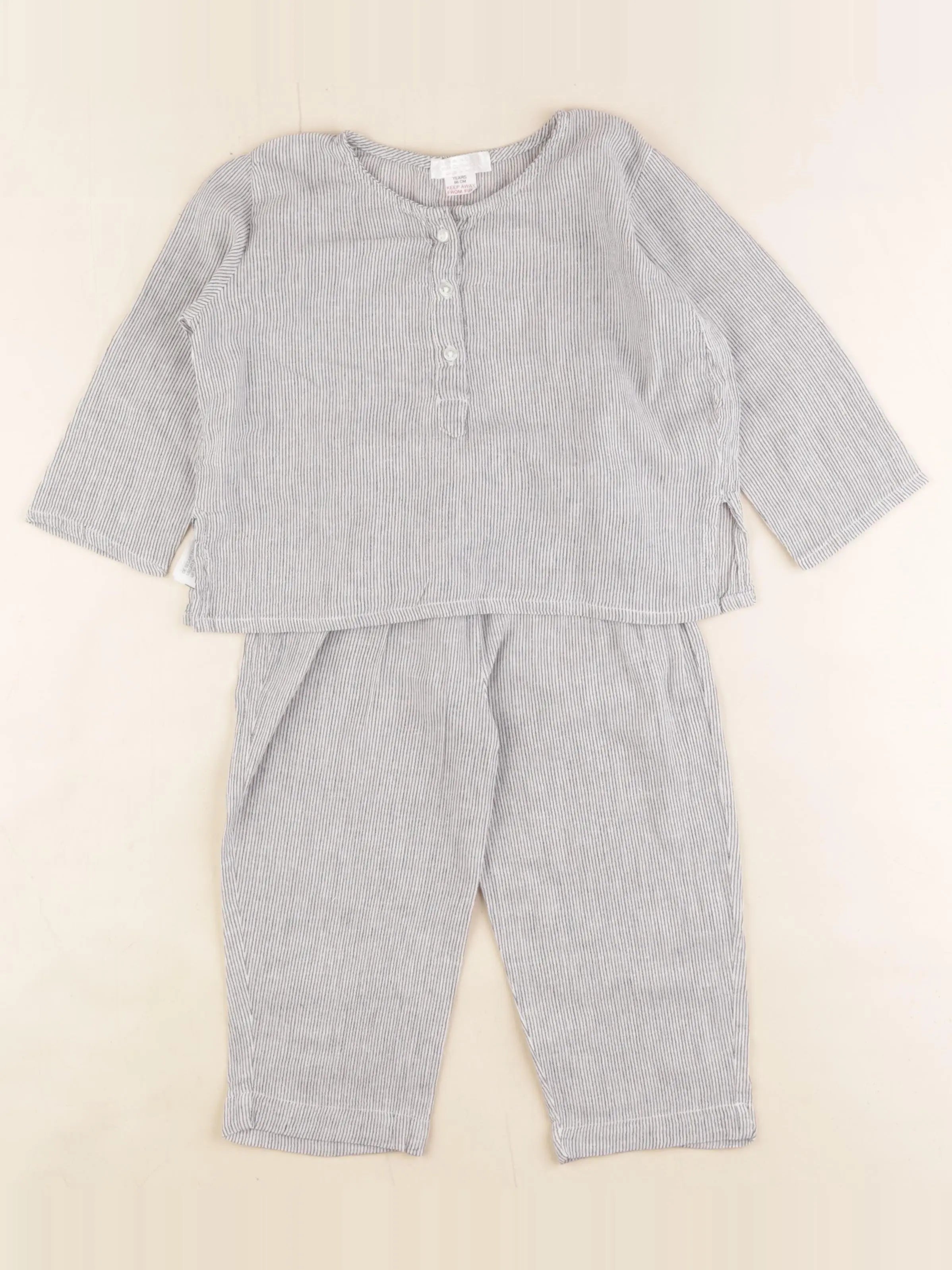 Zara - pyjama coton blanc, bleu - 2 ans