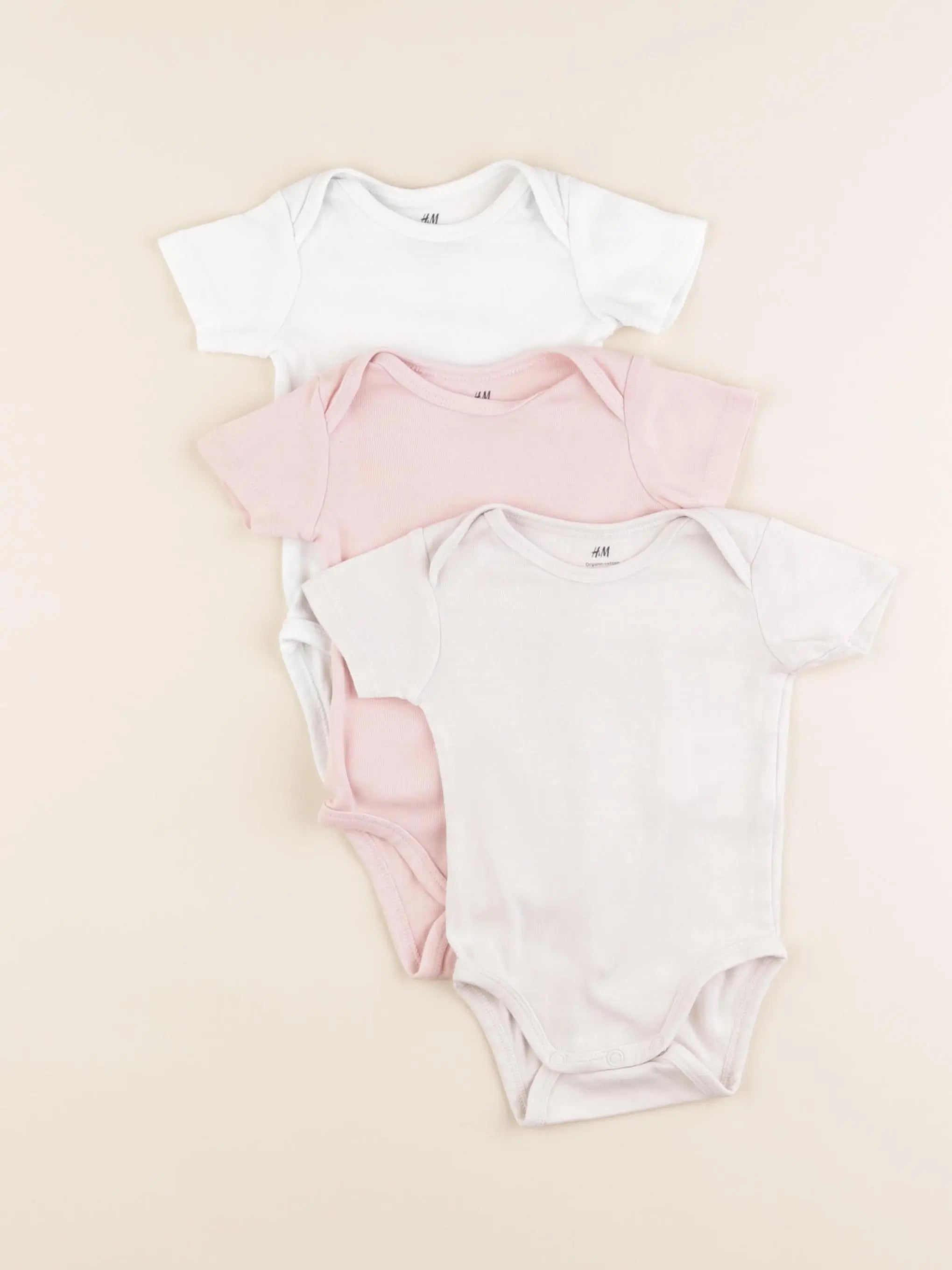H&M - lot de 3 bodies en coton multicolore - 2/4 mois