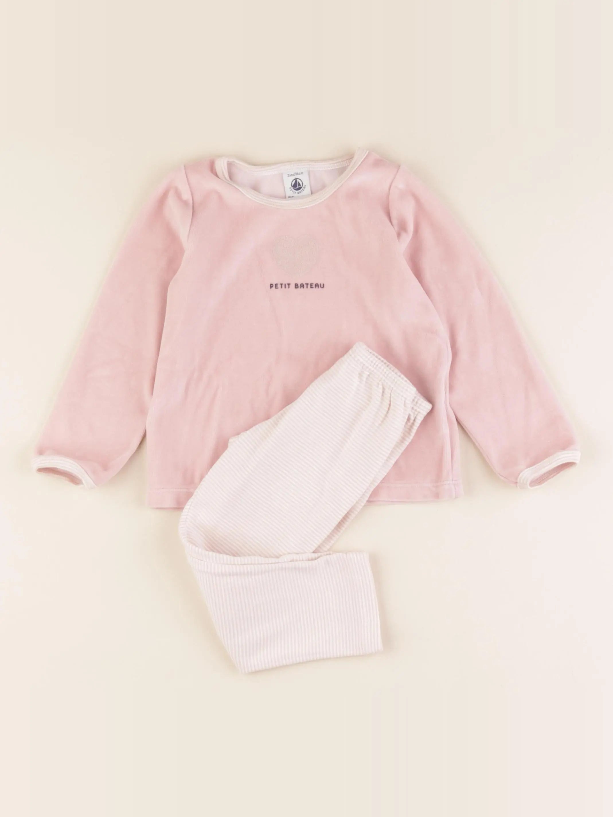 Petit Bateau - pyjama velours rose - 2 ans