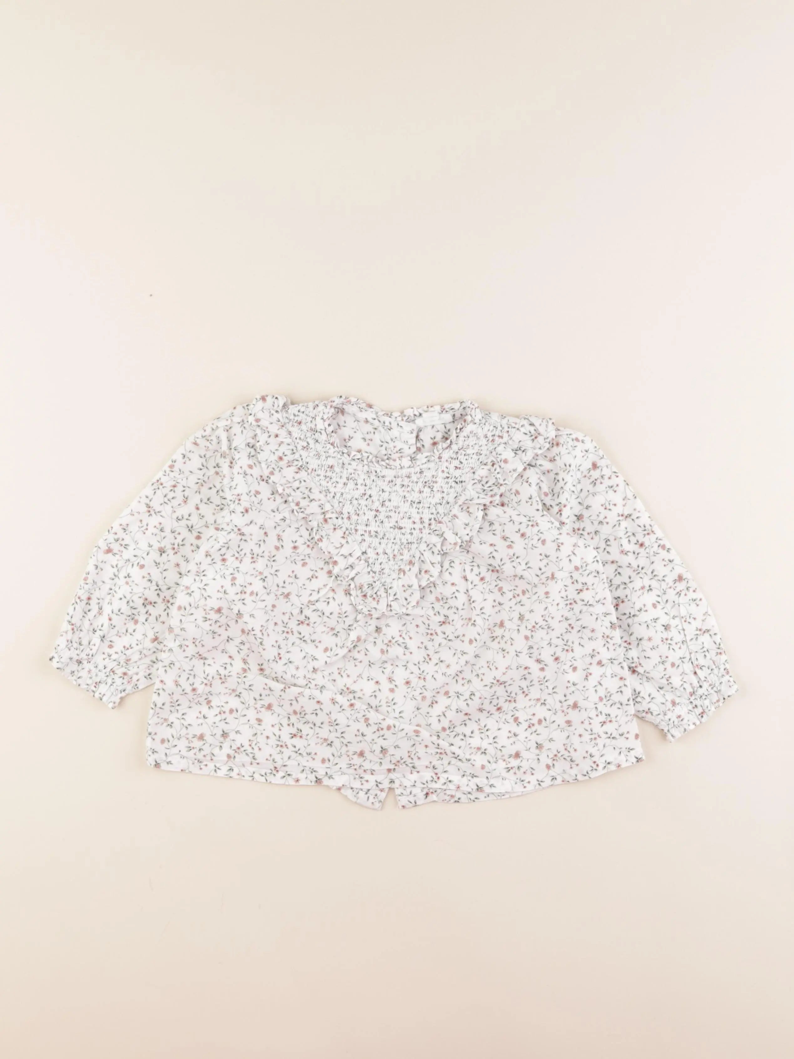 Vertbaudet - blouse vert, blanc - 2 ans